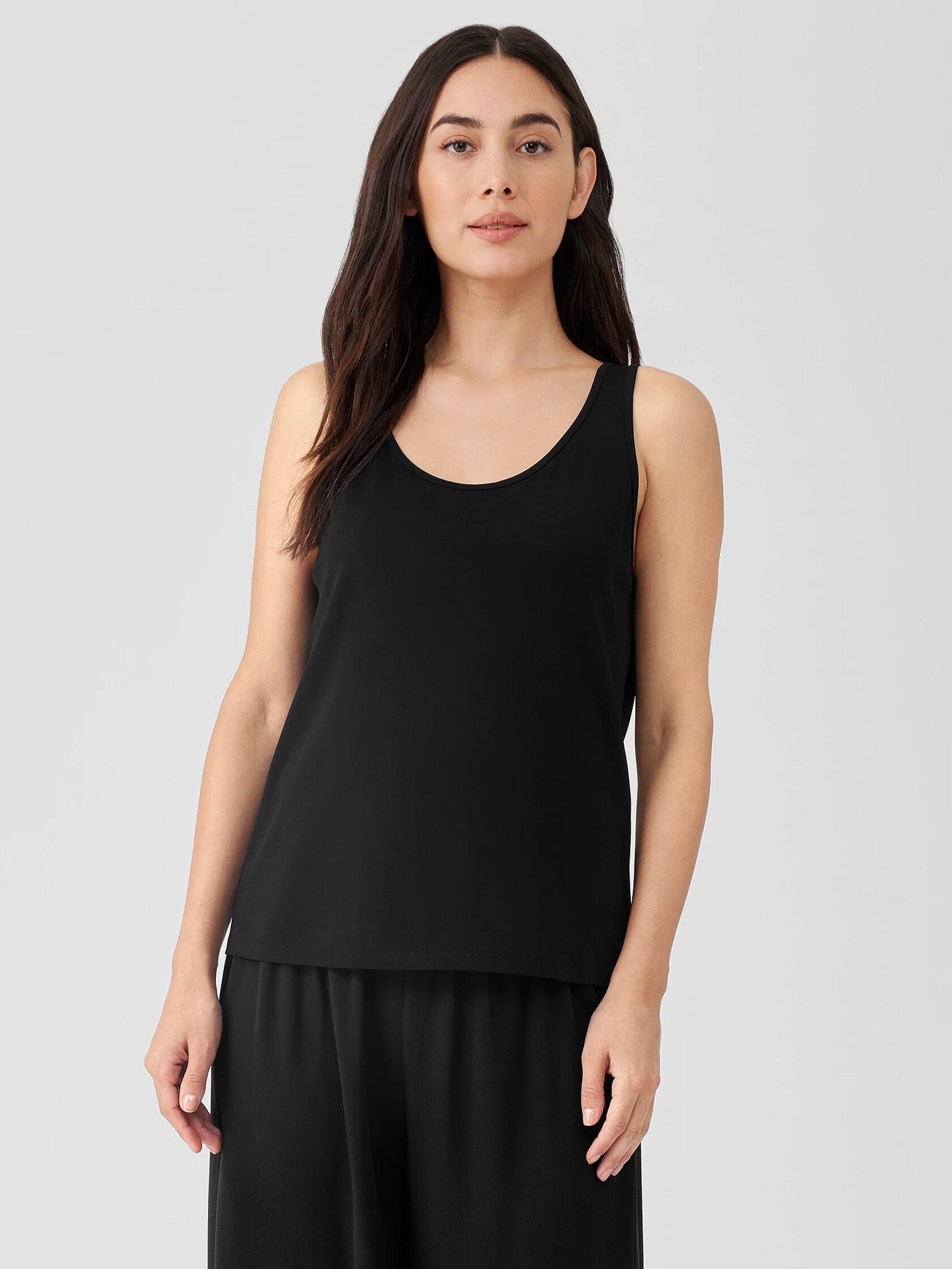 Stretch Silk Jersey Scoop Neck Tank