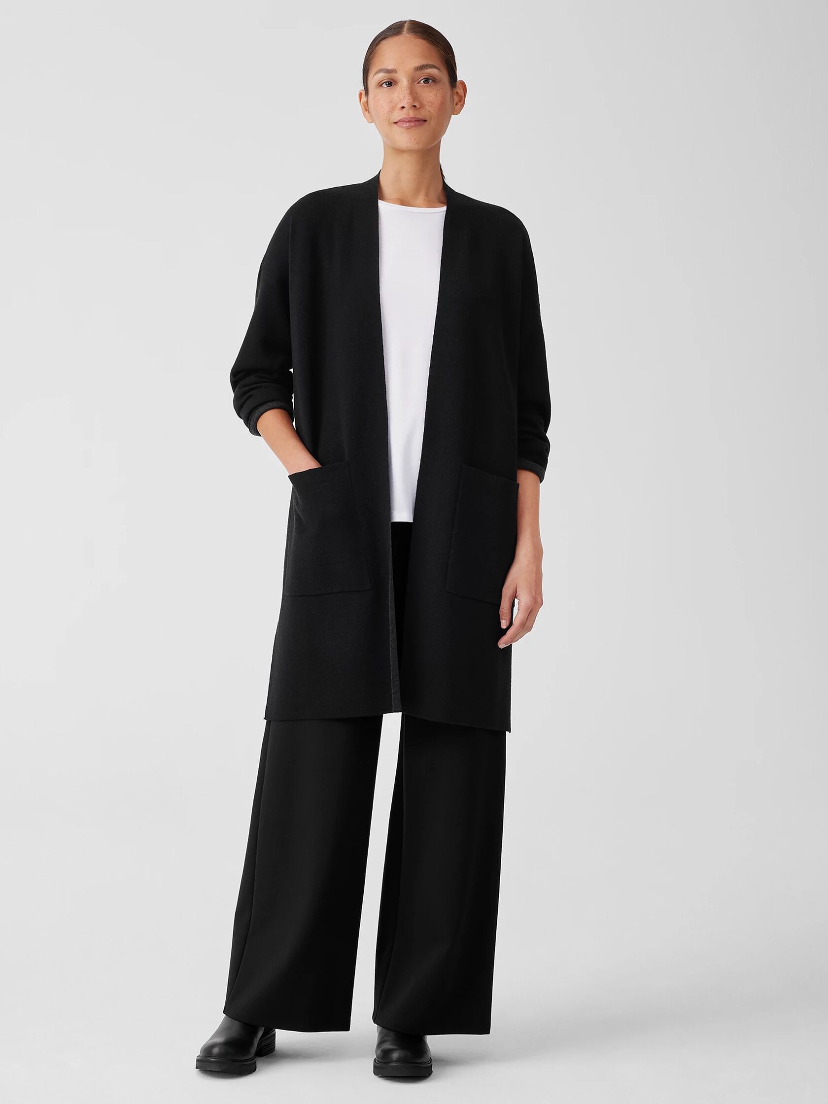 Fine Merino Long Cardigan in Regenerative Wool