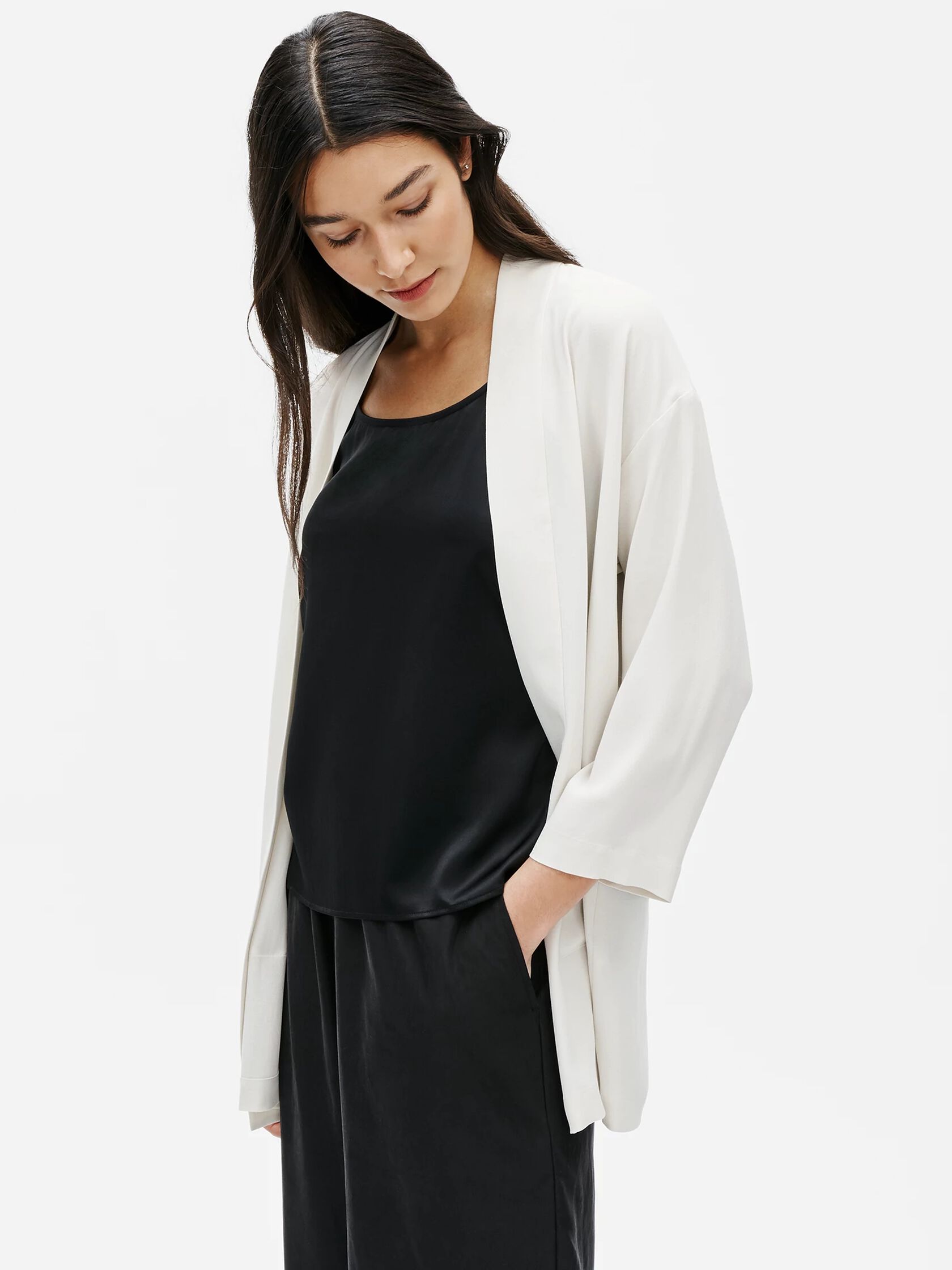 Silk Georgette Crepe High Collar Jacket