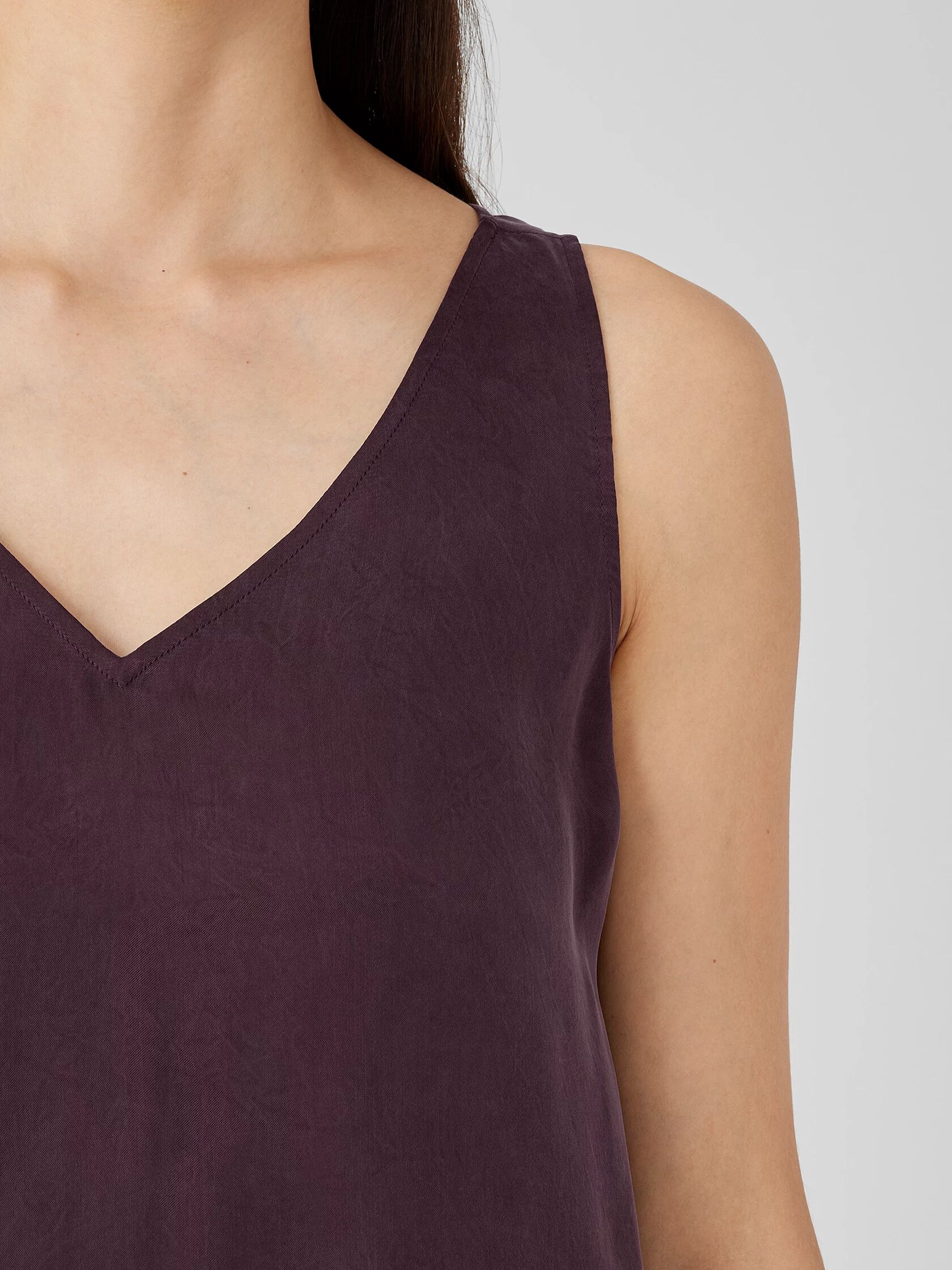 Sandwashed Cupro V-Neck Tank