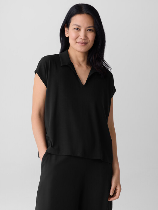 Fine Jersey Split Neck Top