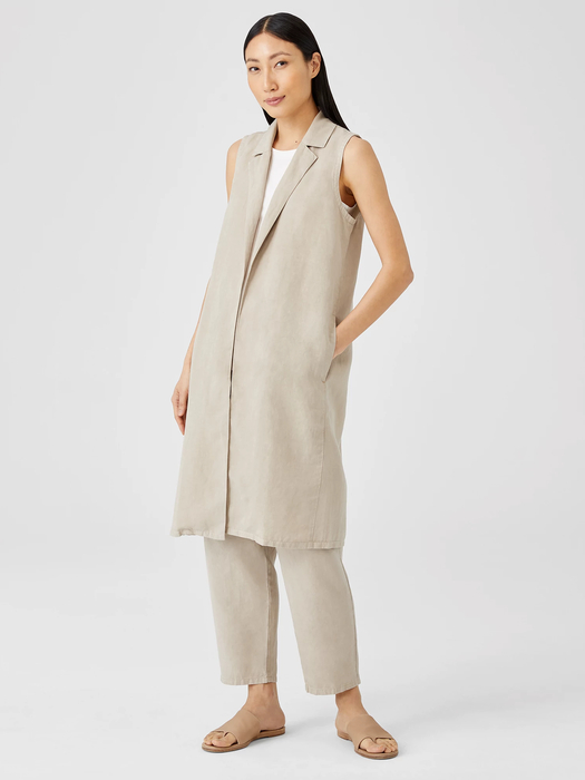 Linen Blend Long Vest