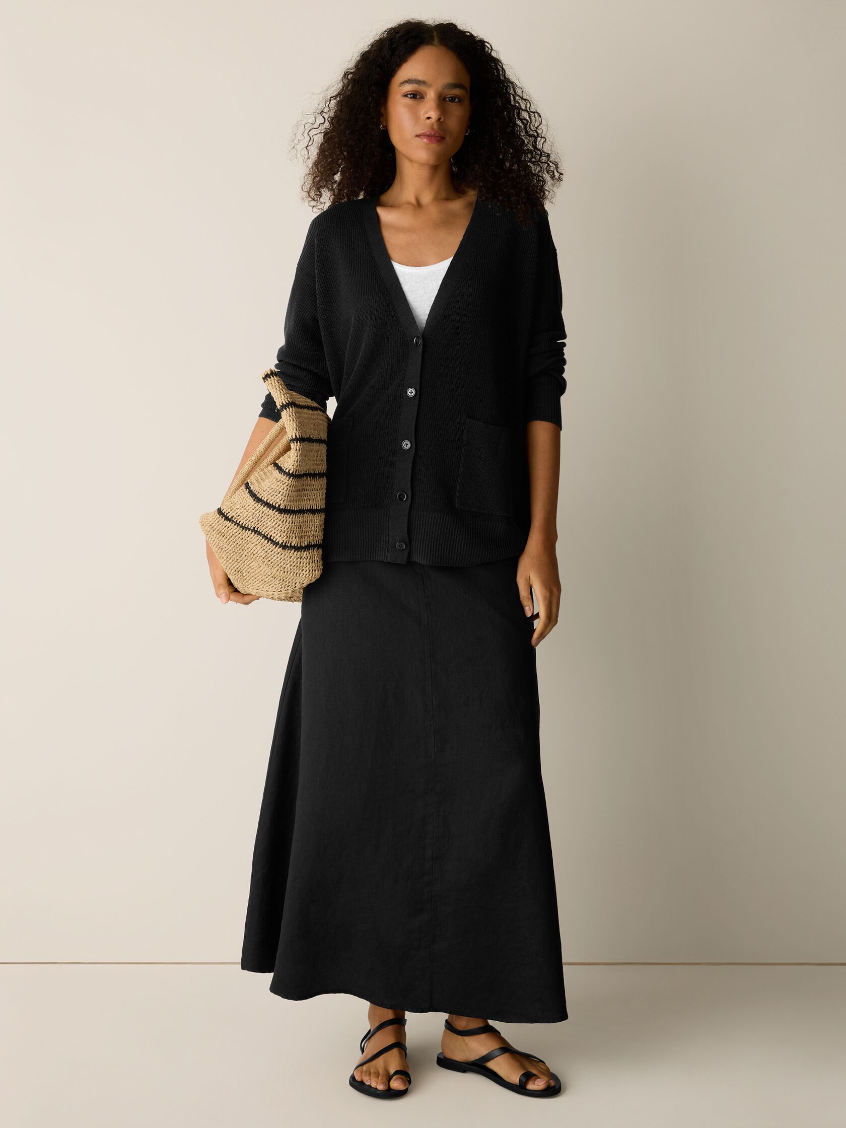 Organic Linen Cotton Slouchy Long Cardigan