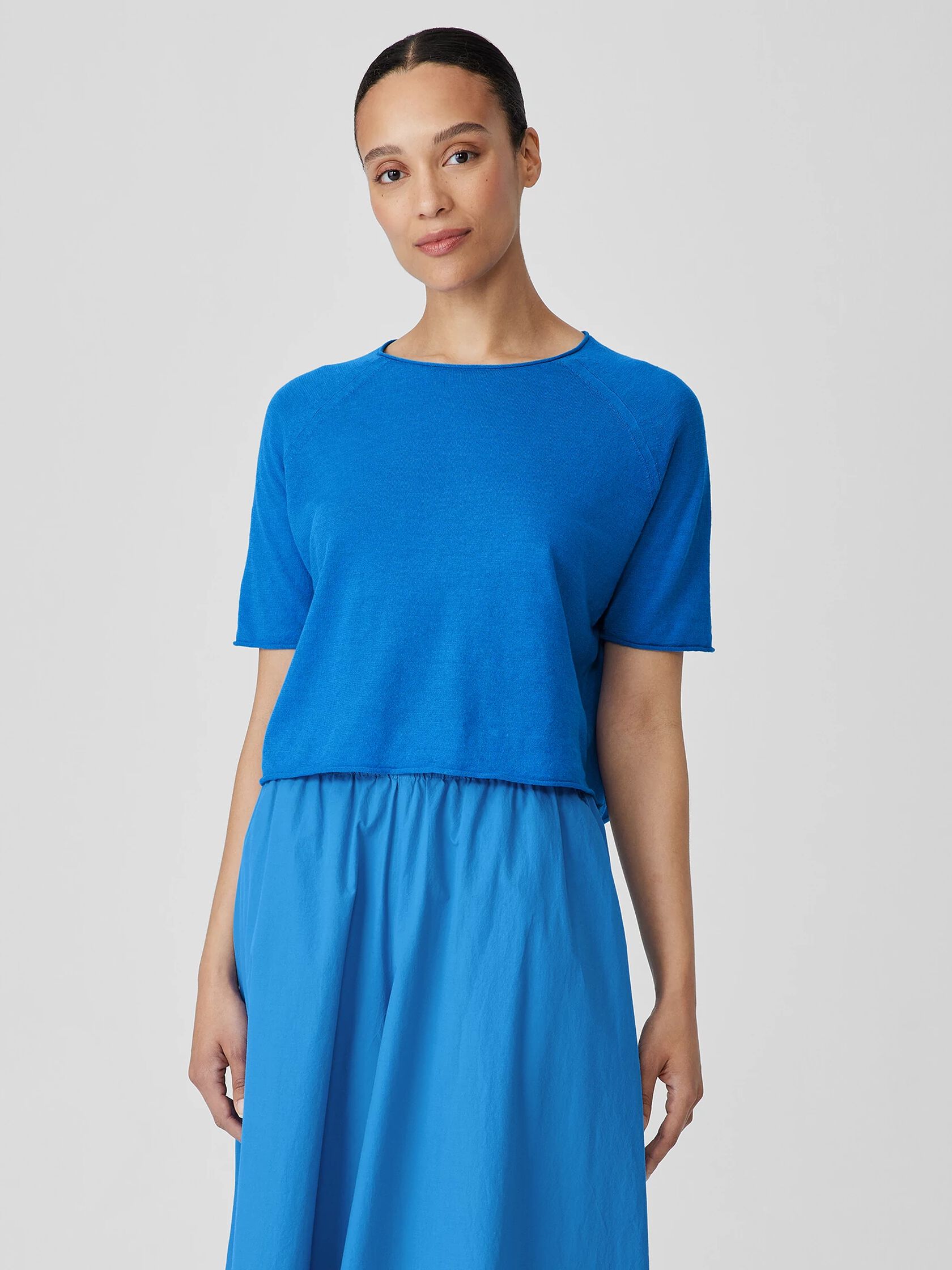 Organic Linen Cotton Jewel Neck Top