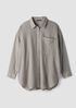Wool Cotton Check Classic Collar Long Shirt