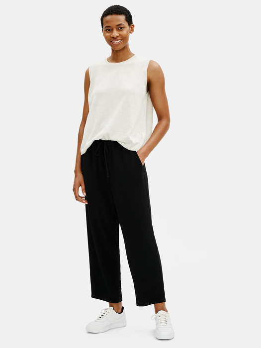 Textured Crepe Slouchy Cropped Pant