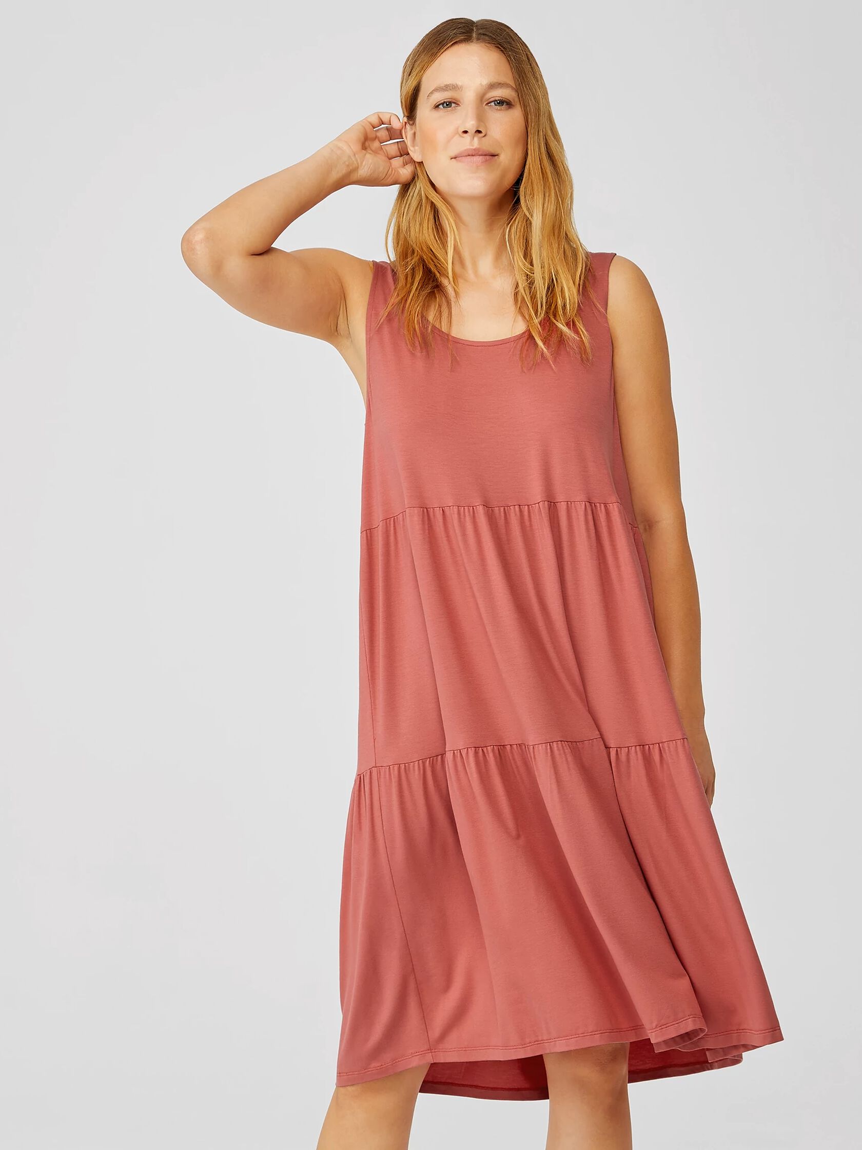 Fine Jersey Tiered Dress EILEEN FISHER