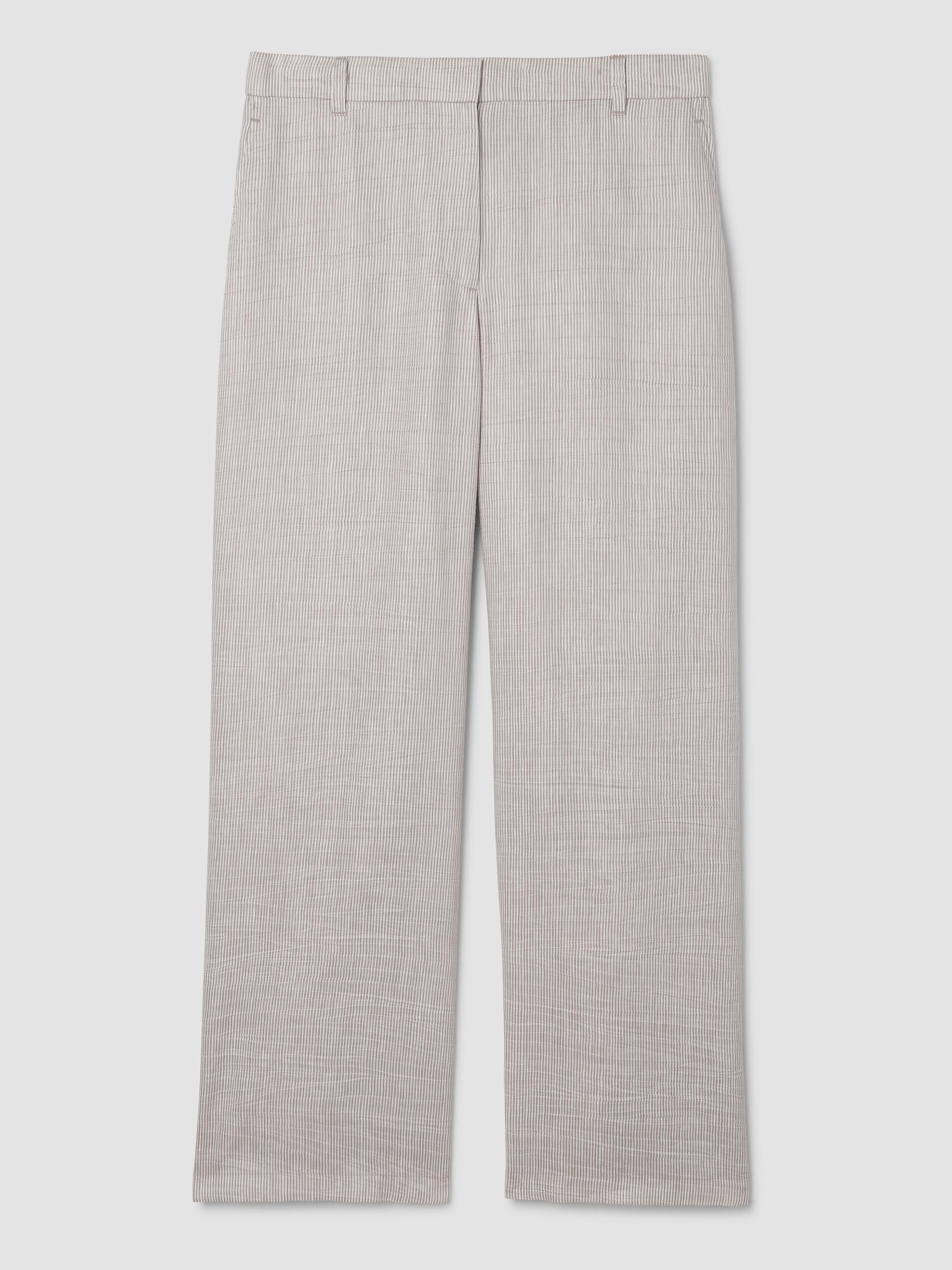 Striped Linen Sheen Full-Length Trouser