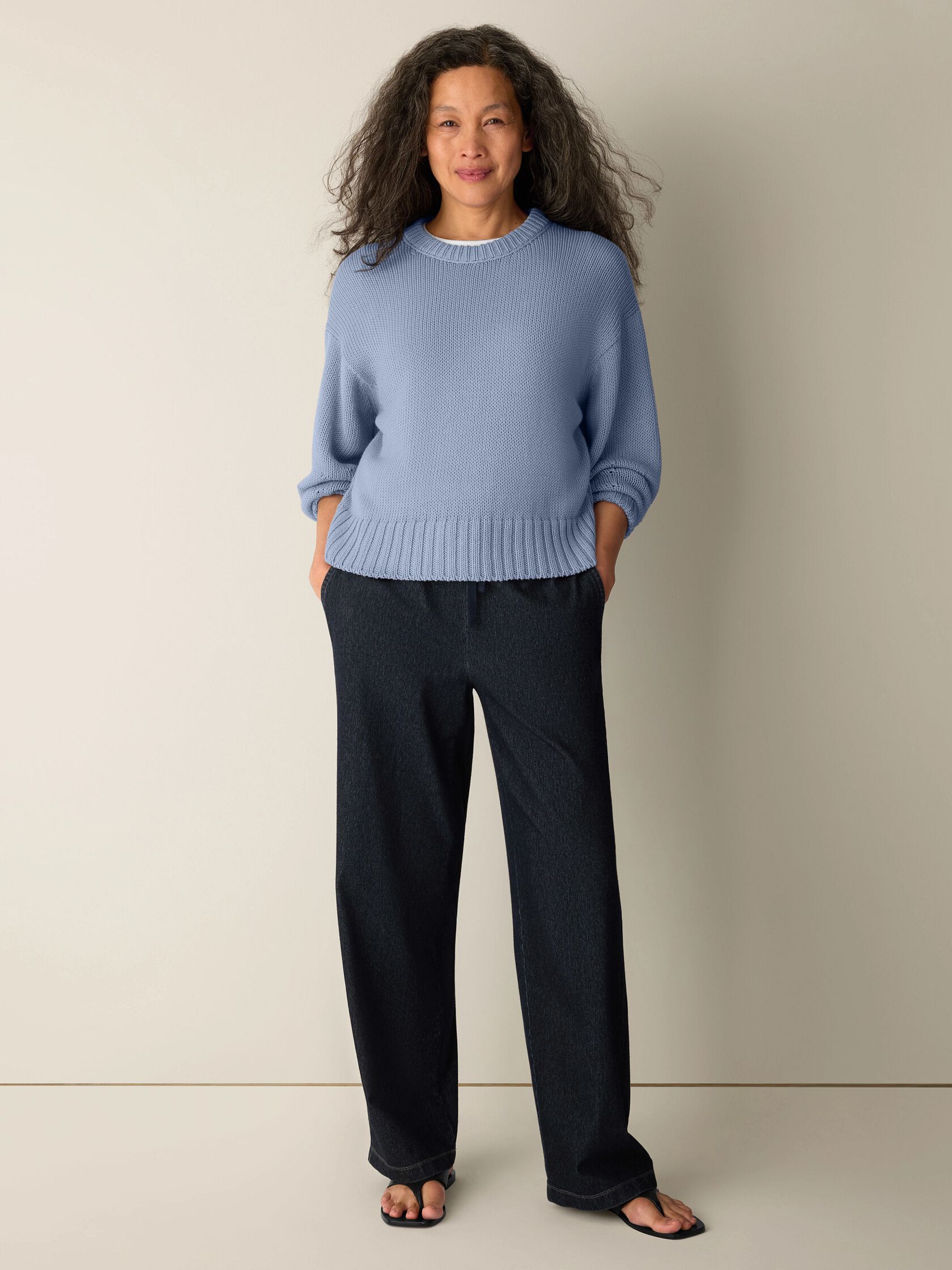 Peruvian Organic Cotton Cord Jersey Crew Neck Top
