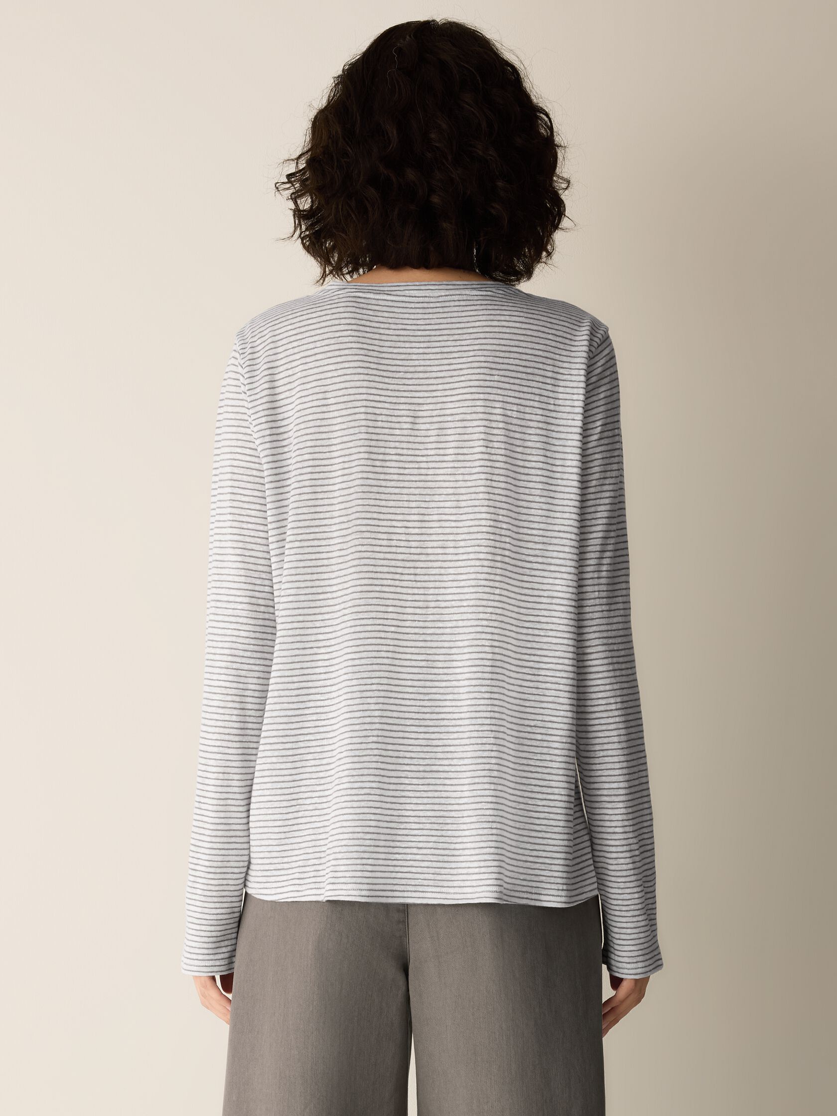 Striped Organic Linen Jersey Long-Sleeve Tee