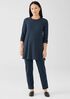 Stretch Jersey Knit Crew Neck Long Top