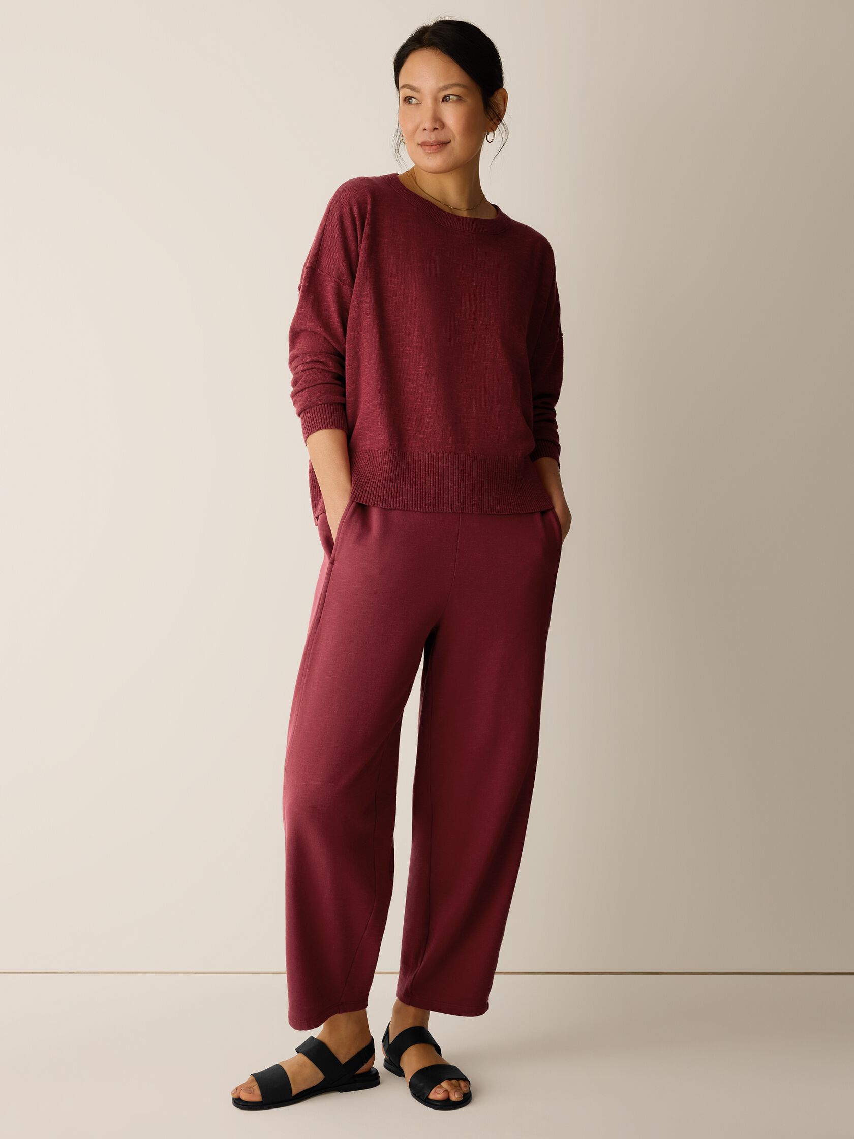 Organic Linen Cotton Slub Crew Neck Top