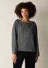 Wool Cotton Check Bateau Neck Top