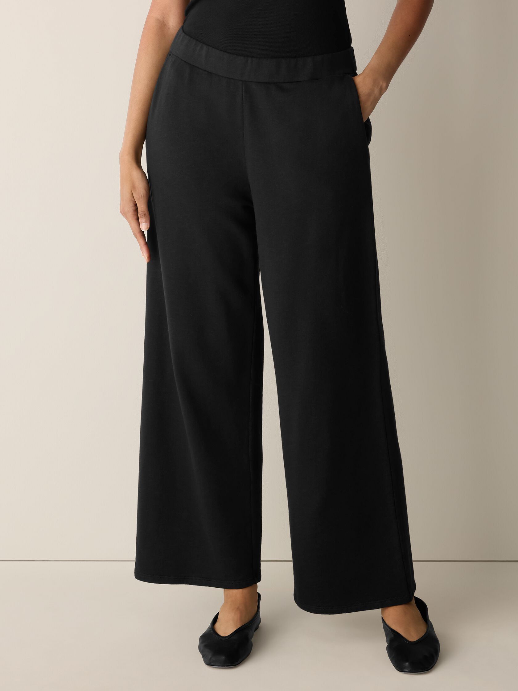 Garment-Dyed Organic Cotton Terry Wide-Leg Pant