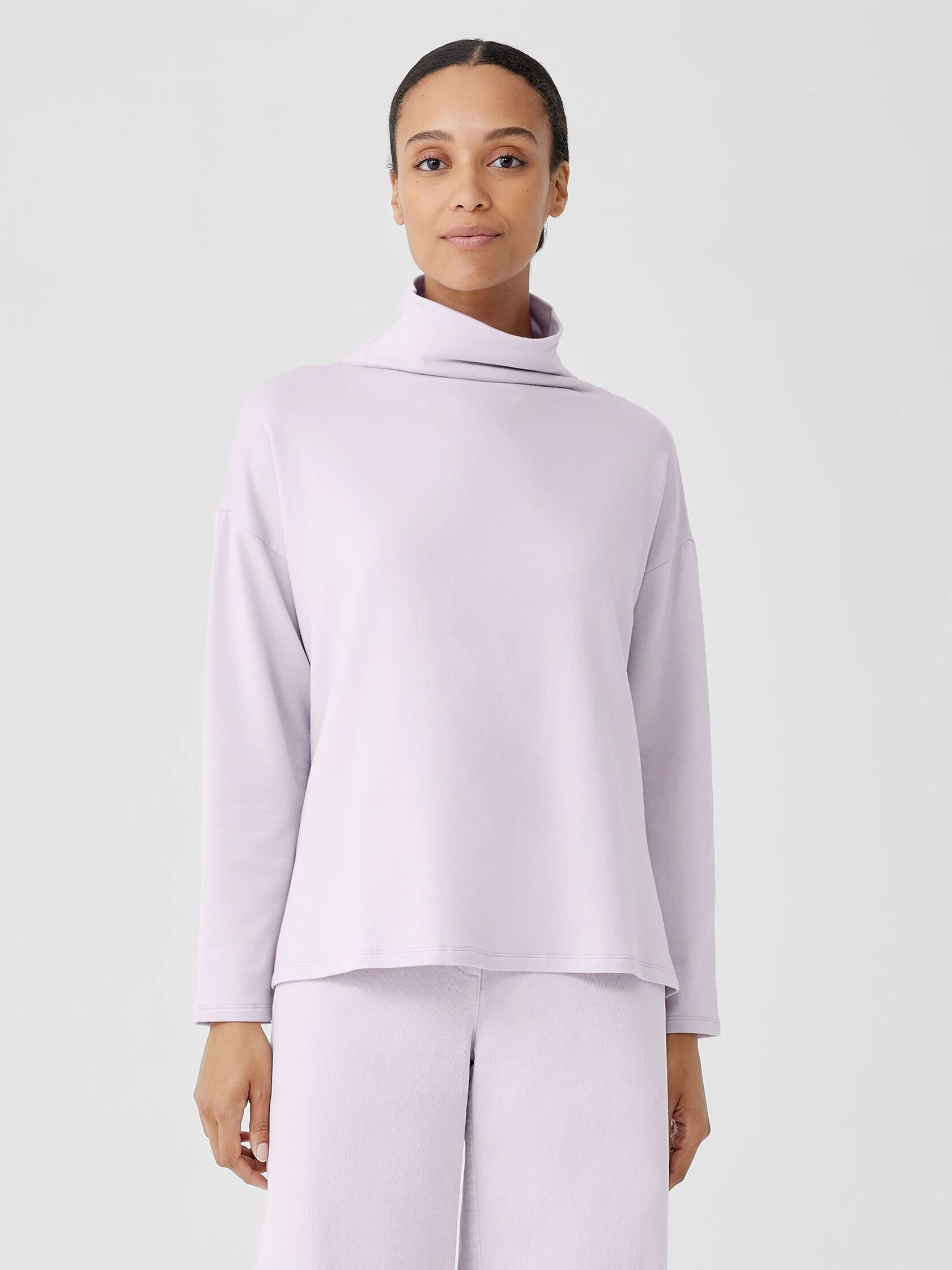 Cozy Brushed Terry Hug Funnel Neck Box-Top