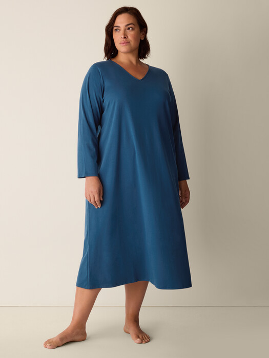 Organic Cotton Interlock V-Neck Sleep Dress