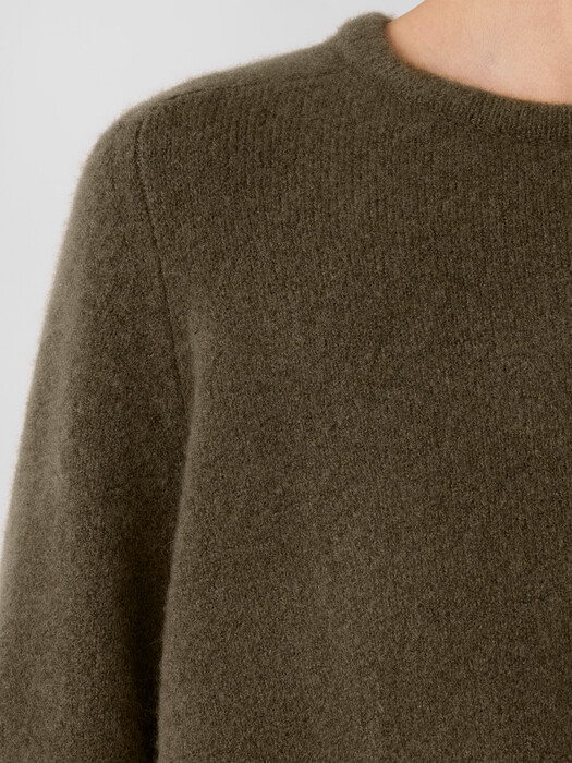 Cashmere Silk Boucle Bliss Crew Neck Long Top