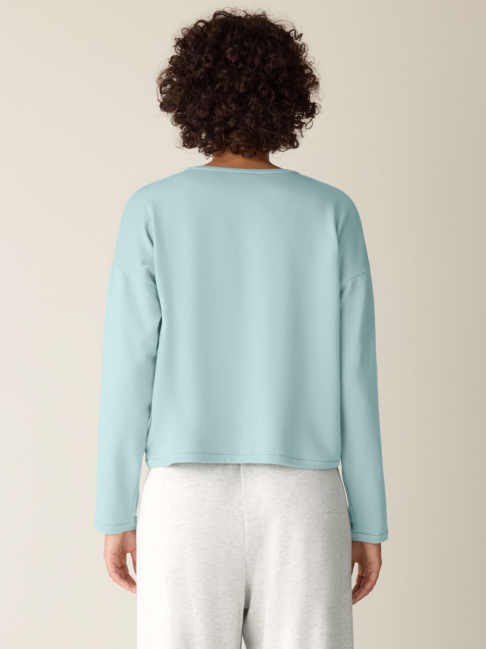 Cozy Brushed Terry Hug Round Neck Box-Top