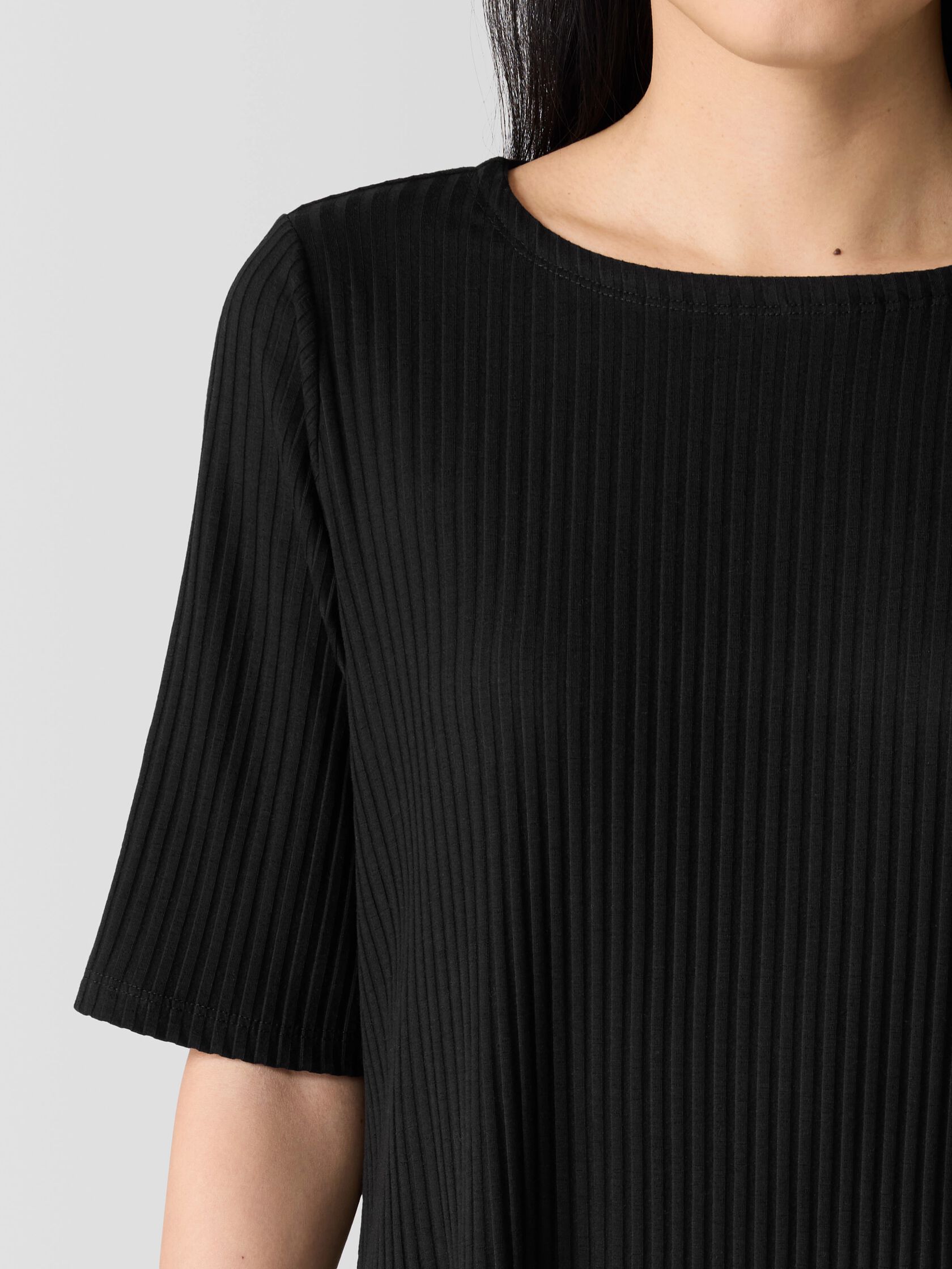 Textured Stretch Rib Ballet Neck Top
