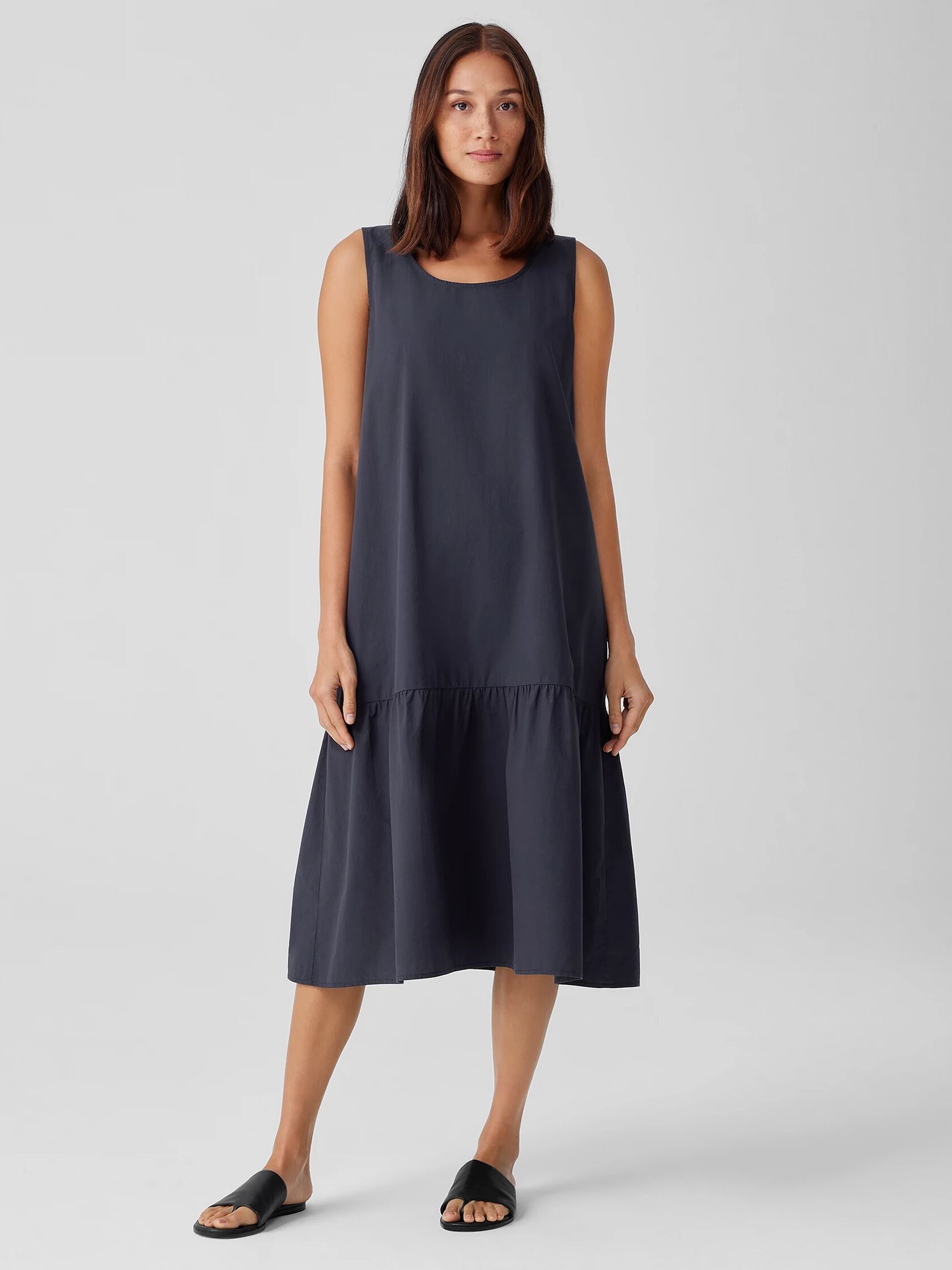 Washed Organic Cotton Poplin Tiered Dress