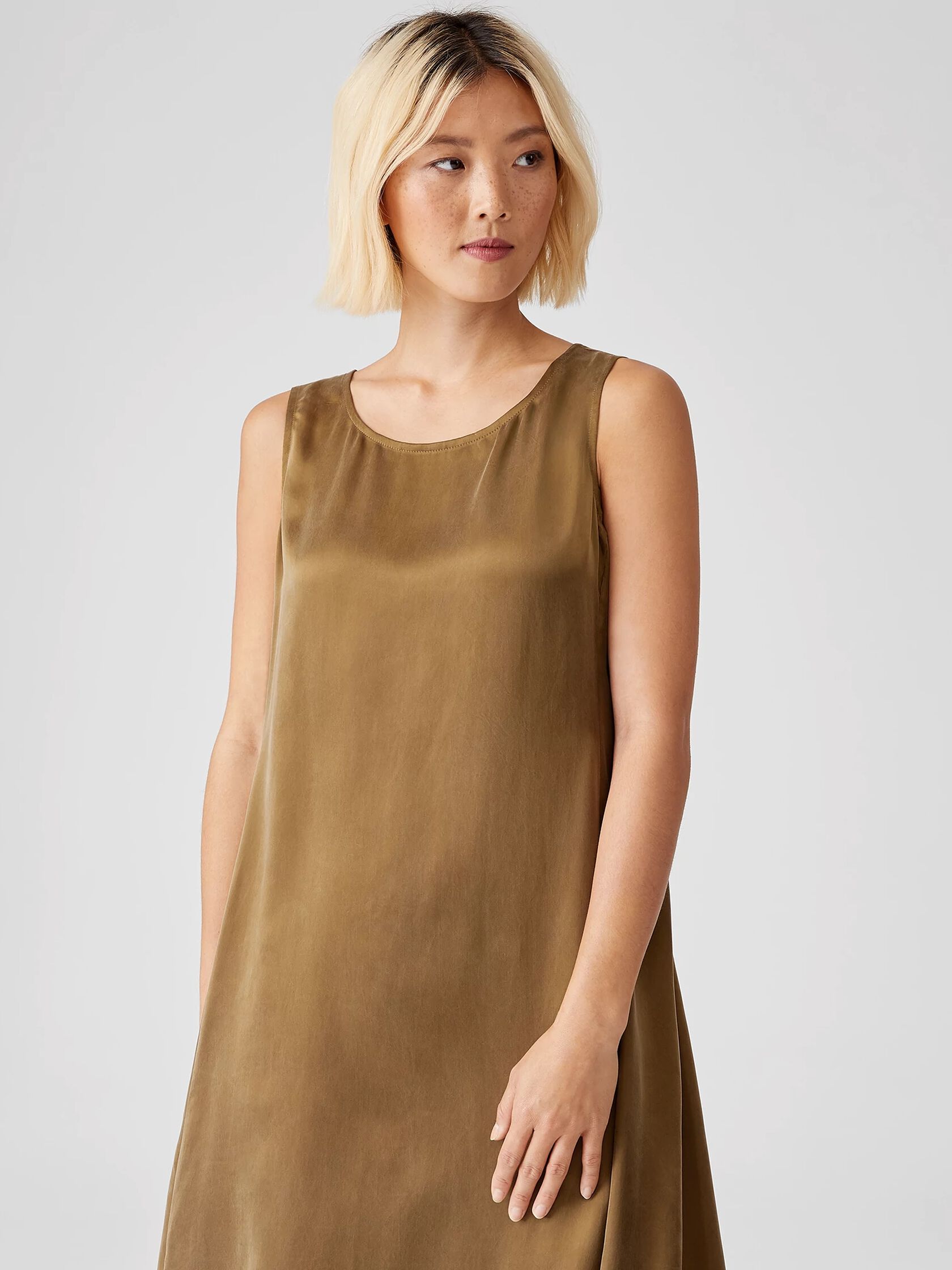 Sandwashed Cupro Shaped Dress