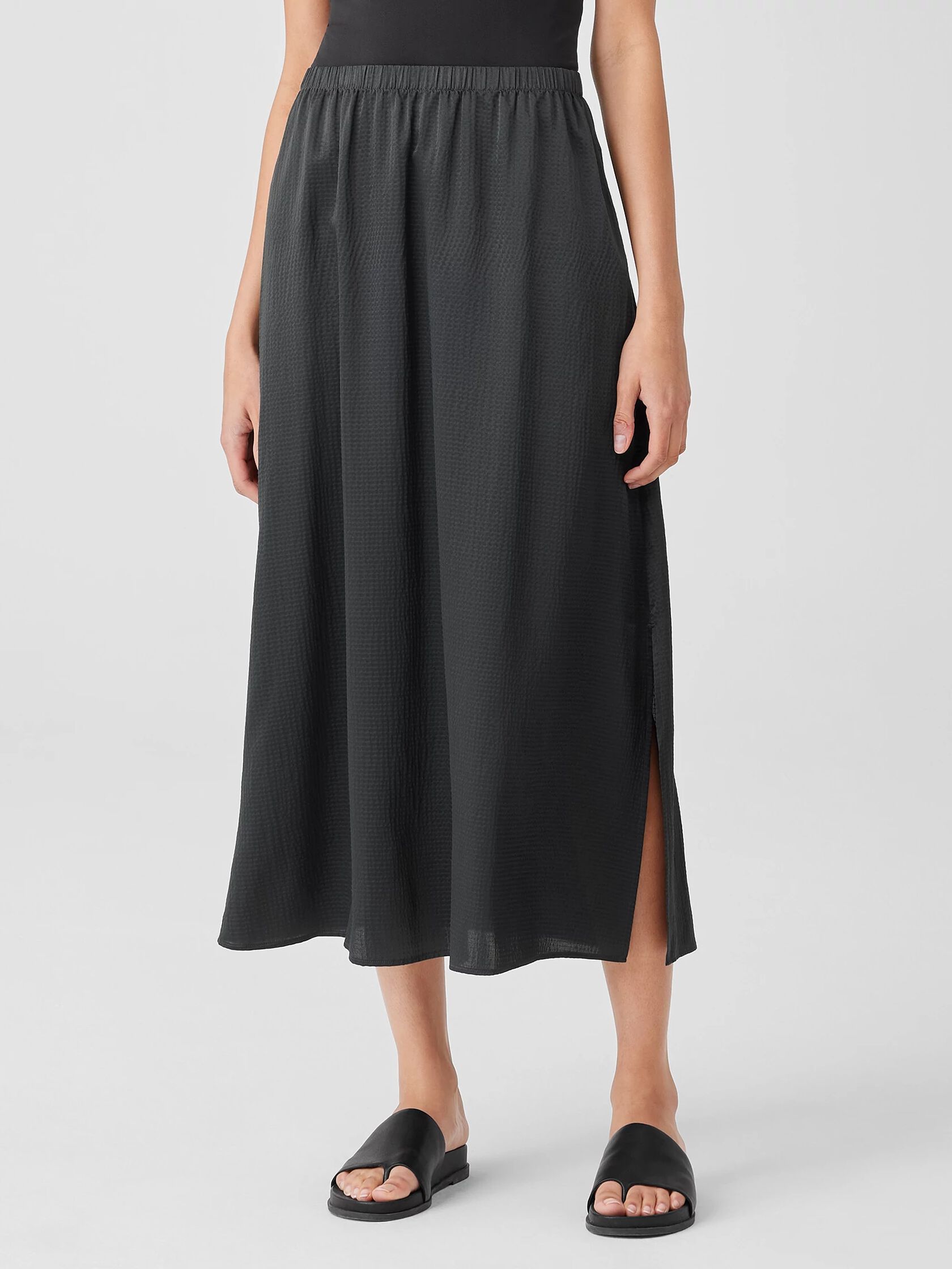 Hammered Silk Cotton A-Line Skirt