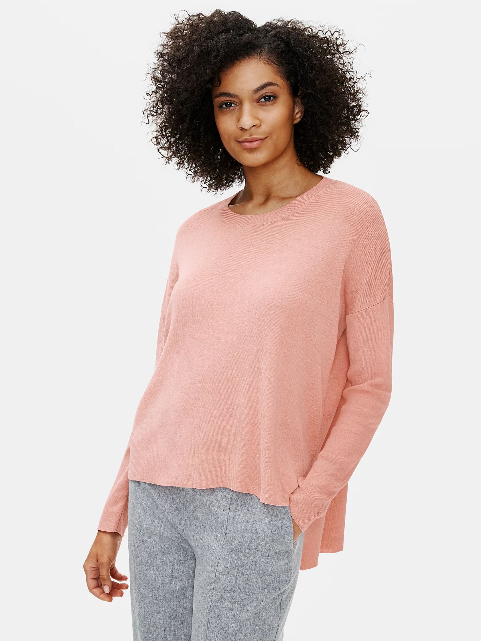 Stretch Crepe Crew Neck Box-Top