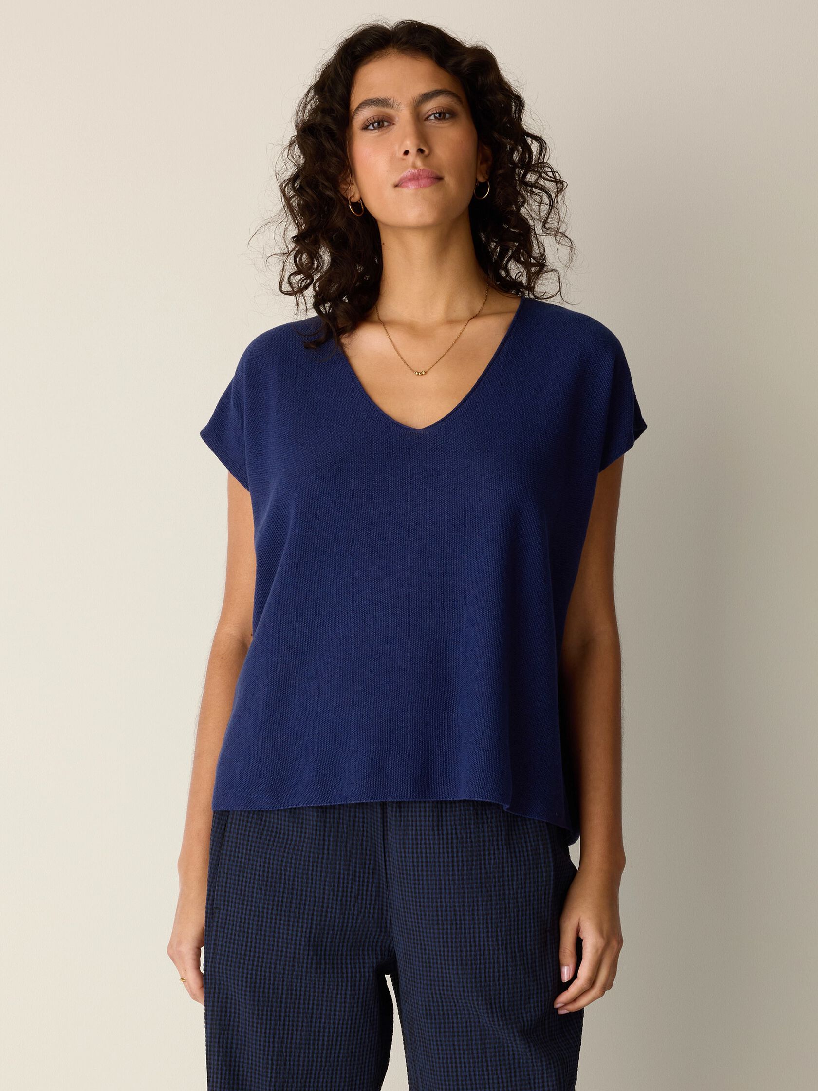 Organic Linen Cotton V-Neck Top