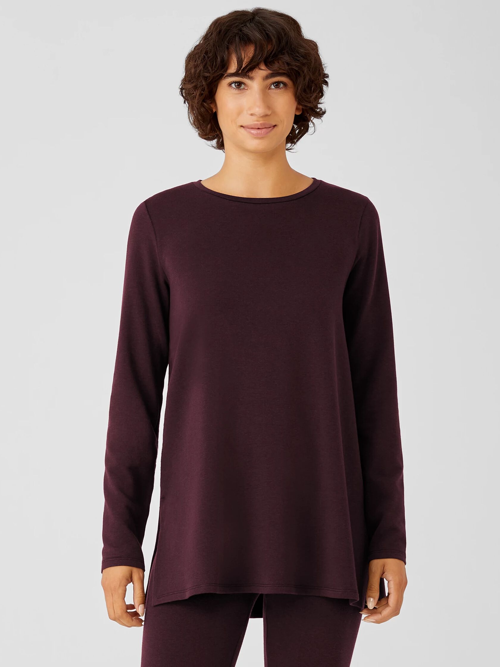 Cozy Brushed Terry Hug Jewel Neck Top