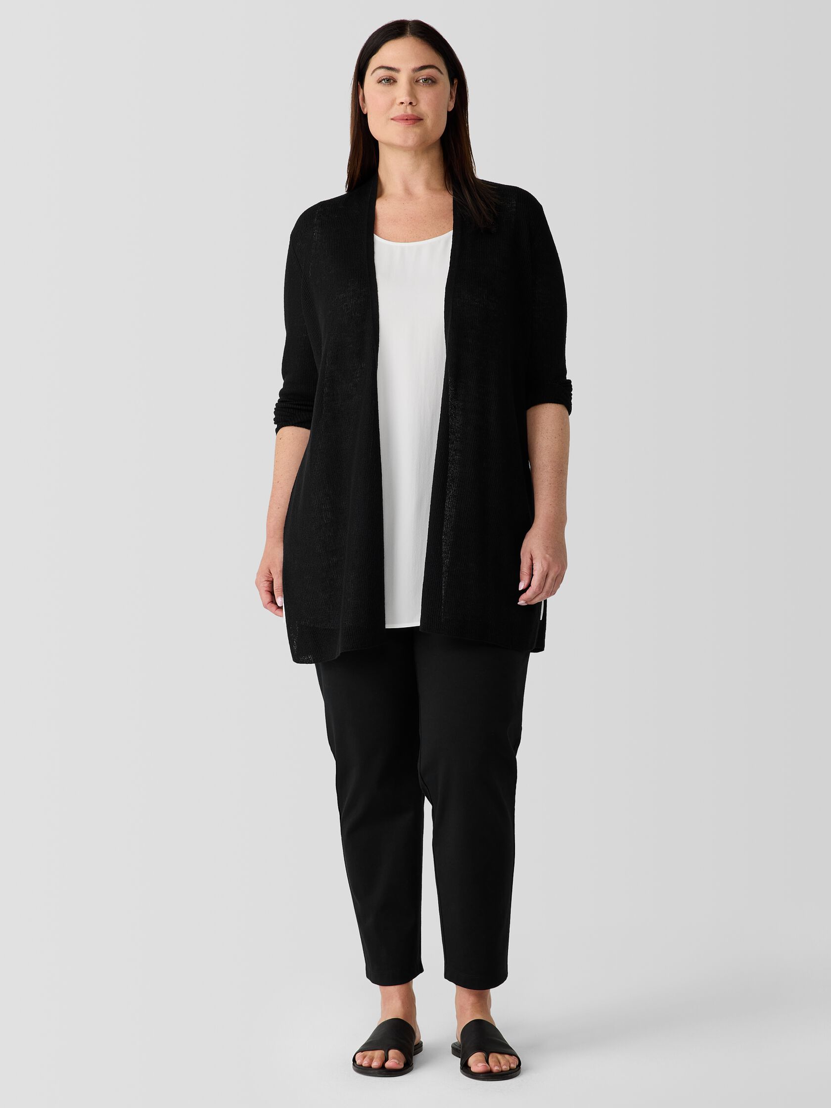 Organic Linen Cotton Airy Tuck Long Cardigan