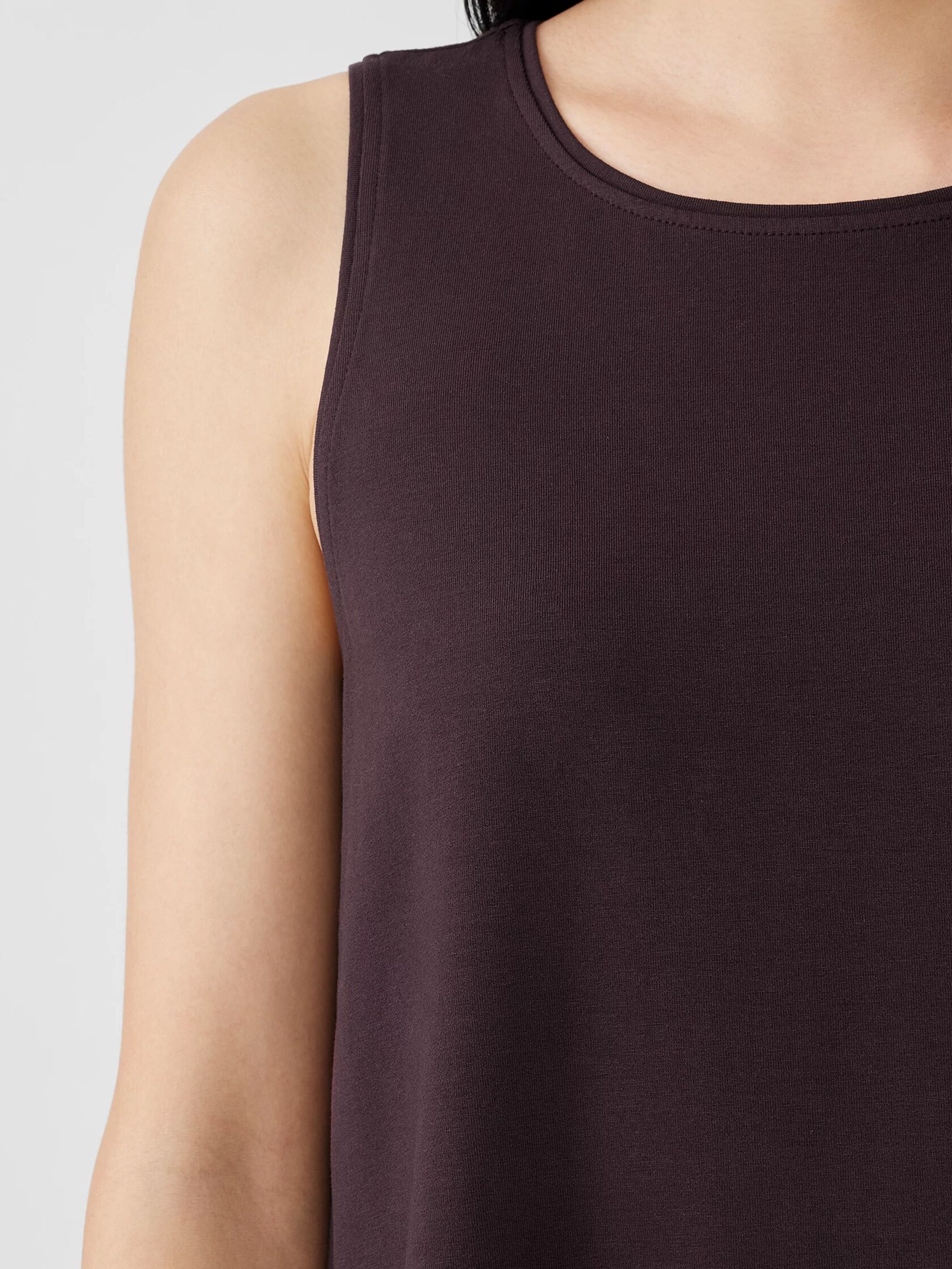 Stretch Jersey Knit Jewel Neck Tank