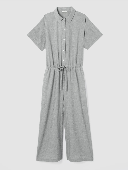 Organic Cotton Linen Ticking Stripe Jumpsuit