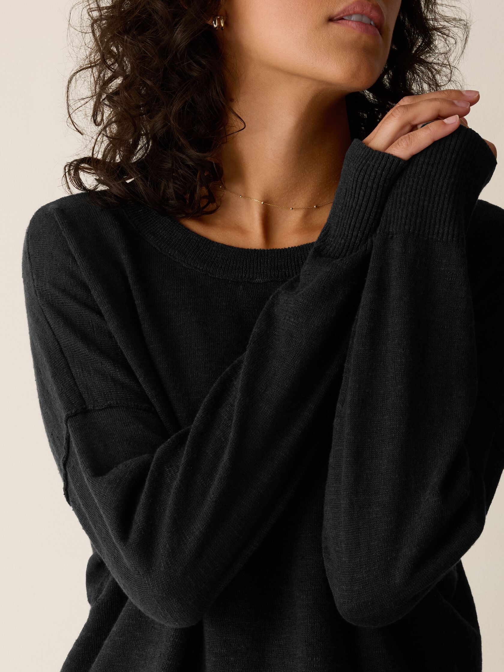 Organic Linen Cotton Slub Crew Neck Top