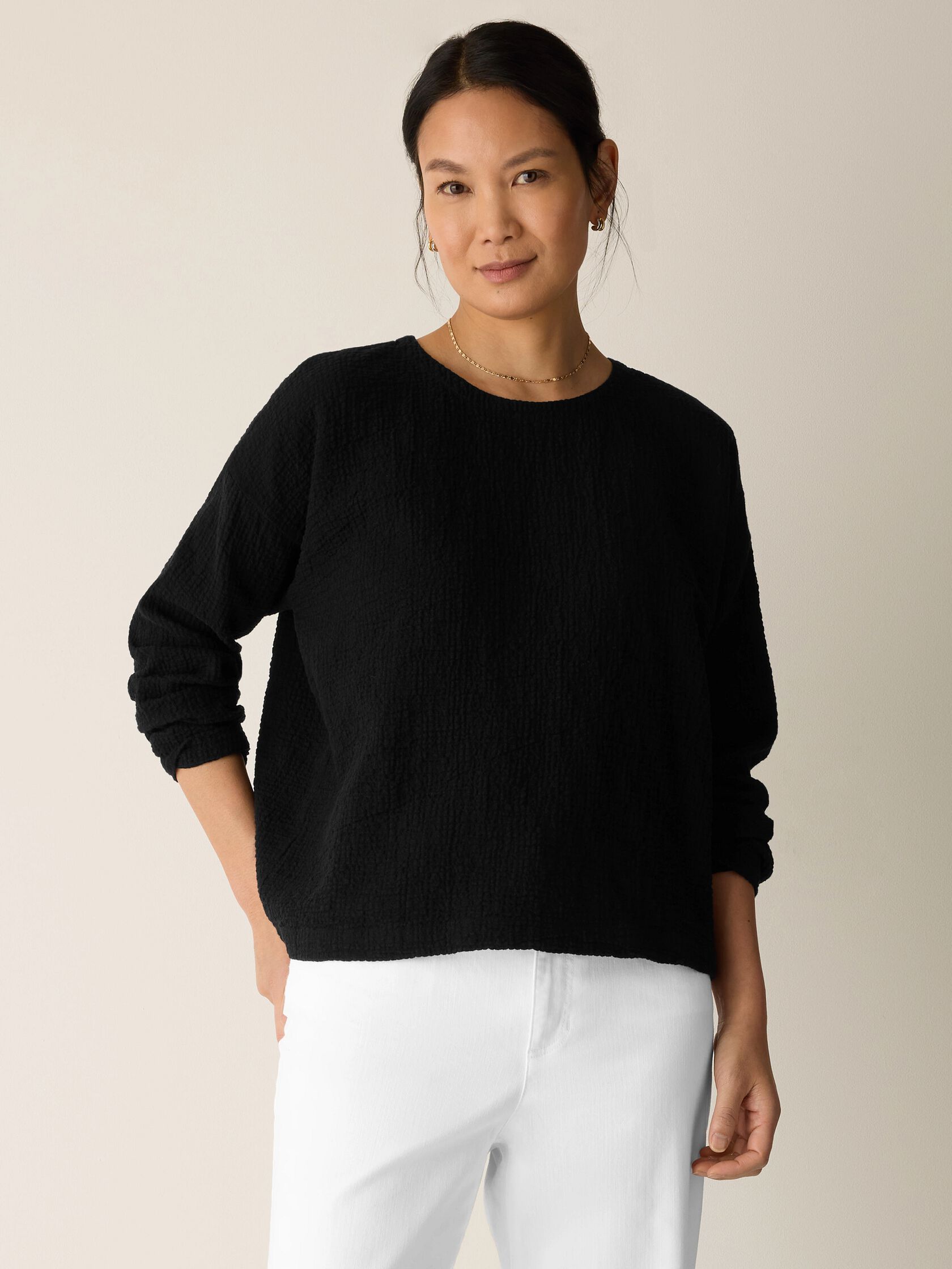 Organic Cotton Doubleweave Round Neck Box-Top