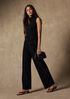 Washable Stretch Crepe Pintuck Wide Pant