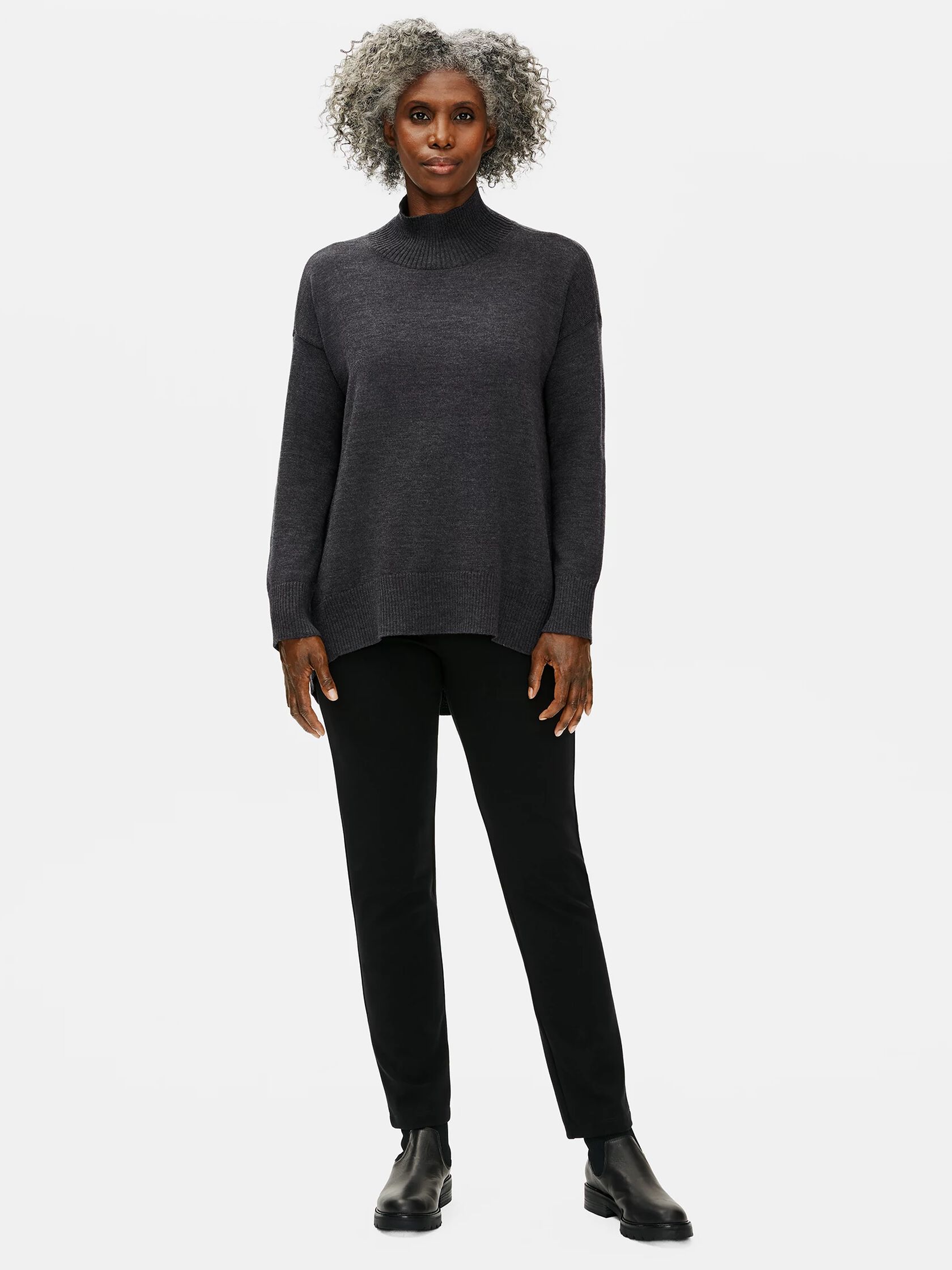 Merino Mock Neck Top in Regenerative Wool