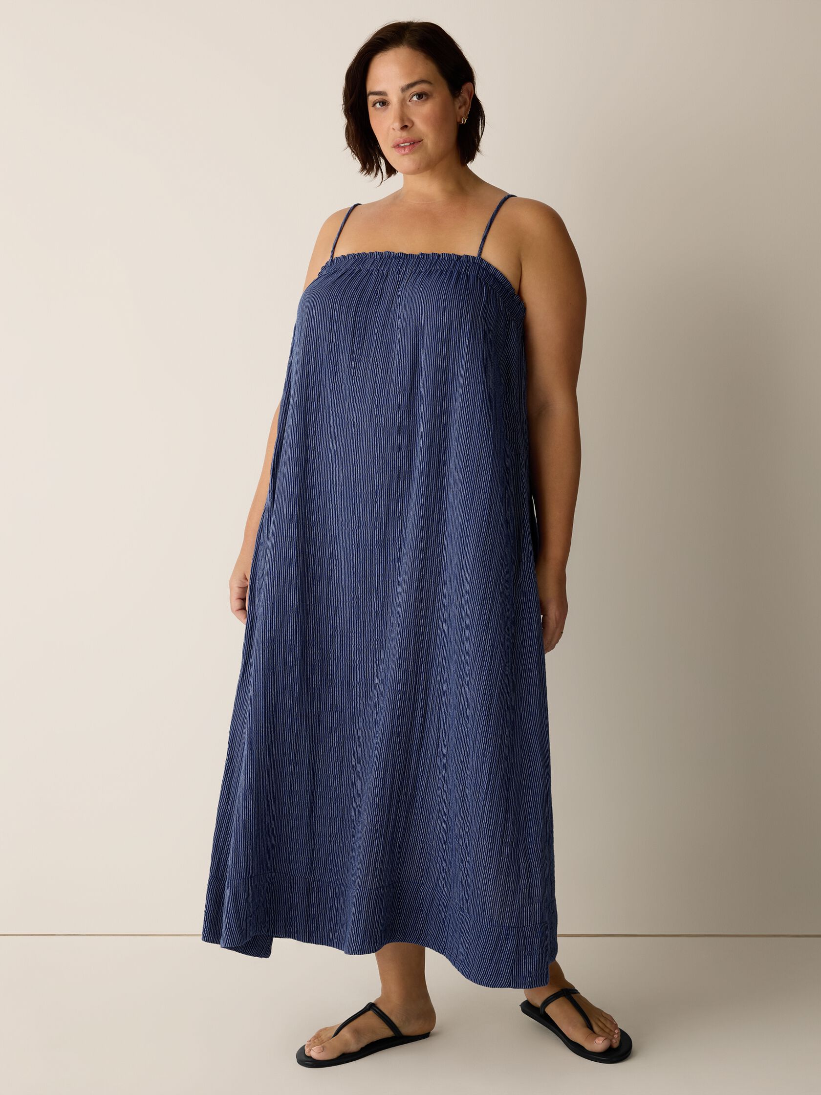 Striped Organic Cotton Gauze Cami Dress