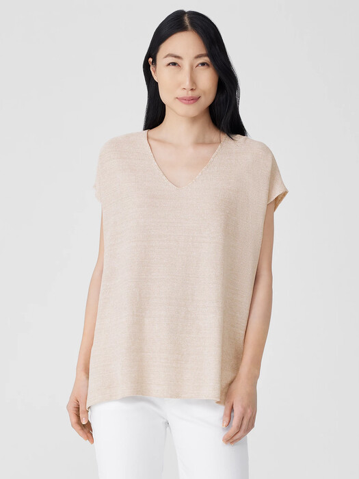 Organic Linen Cotton Seed V-Neck Top