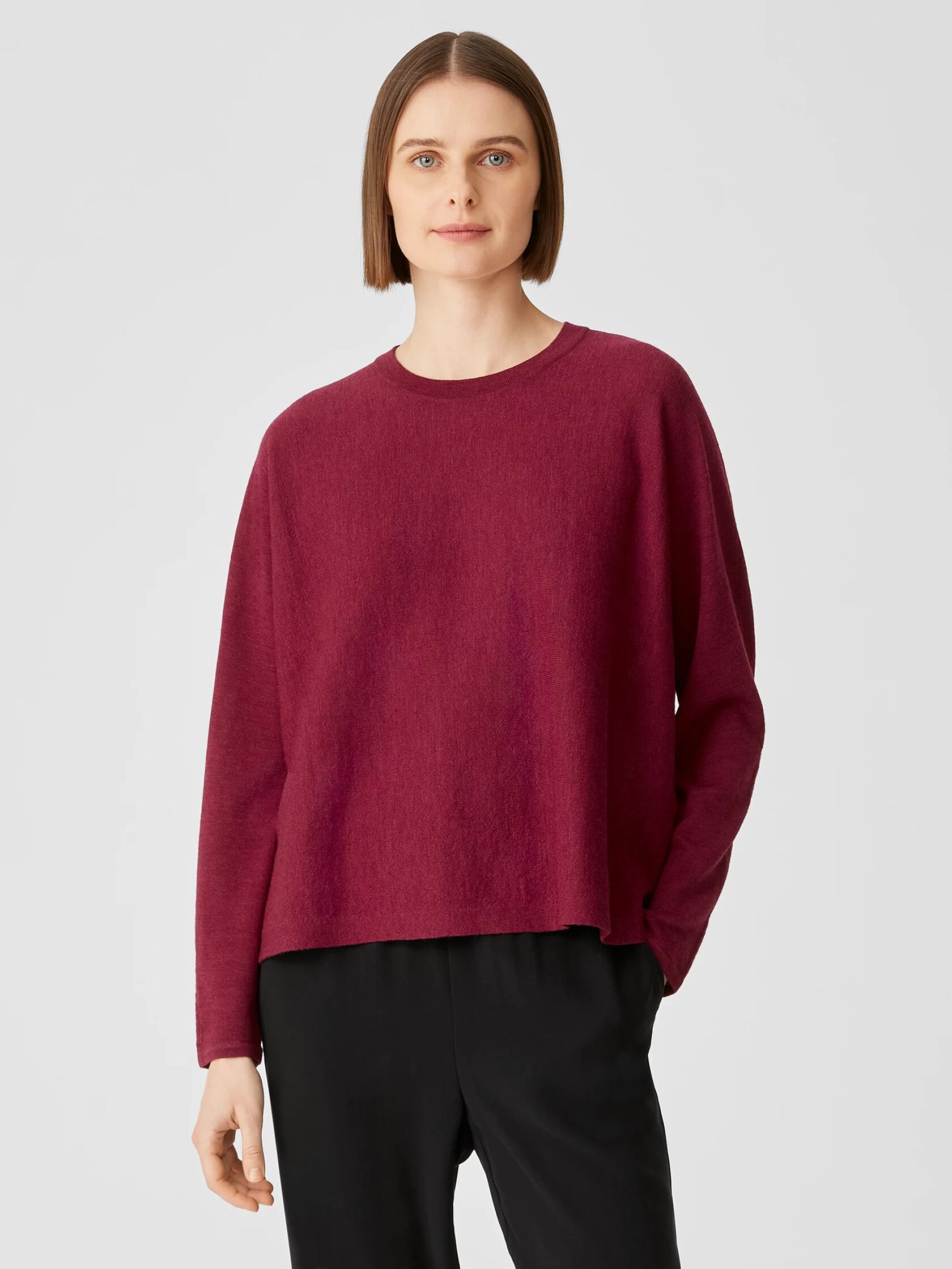 Washable Wool Crepe Top in Regenerative Wool