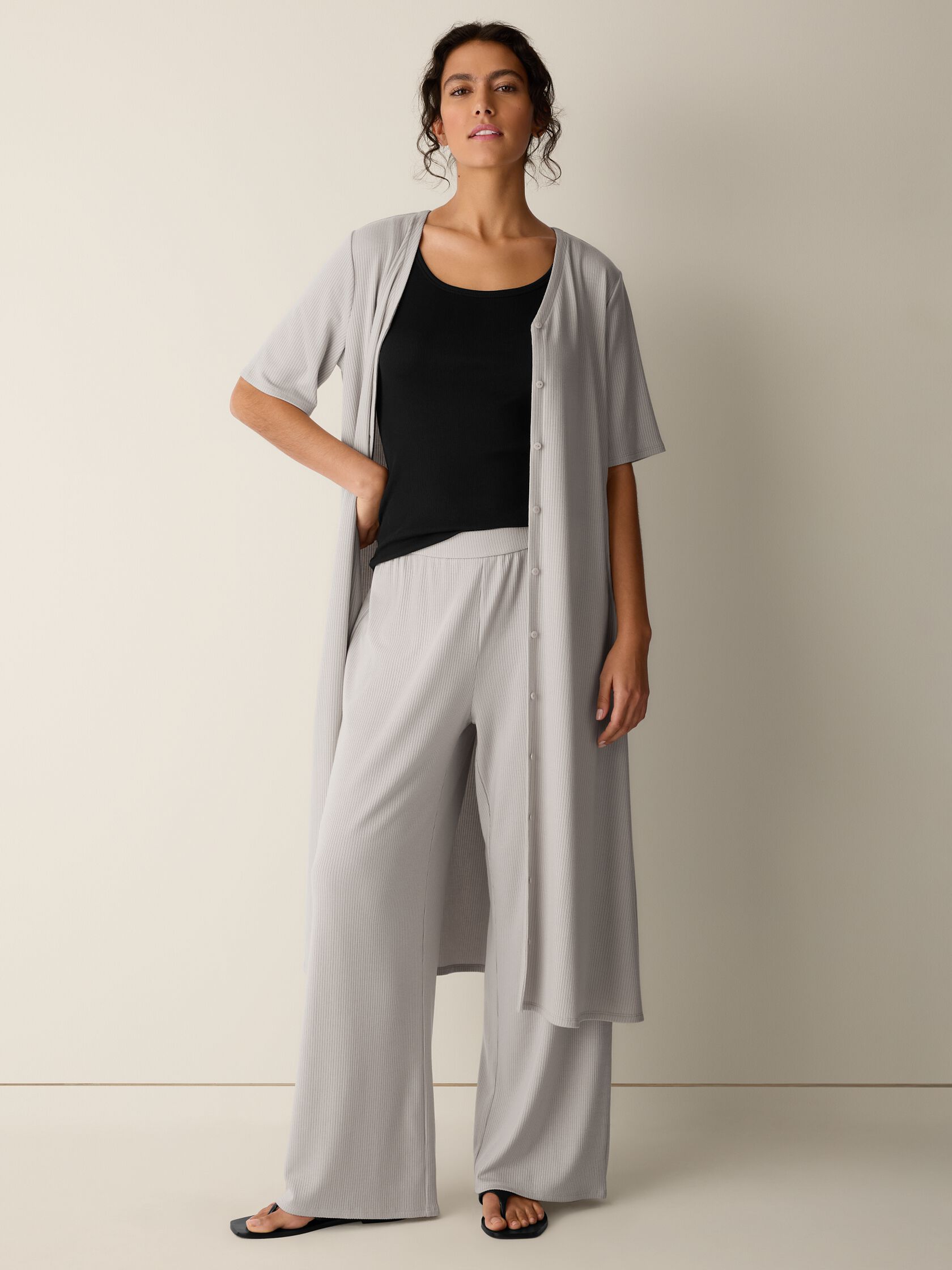Ribbed Knit Wide-Leg Pant