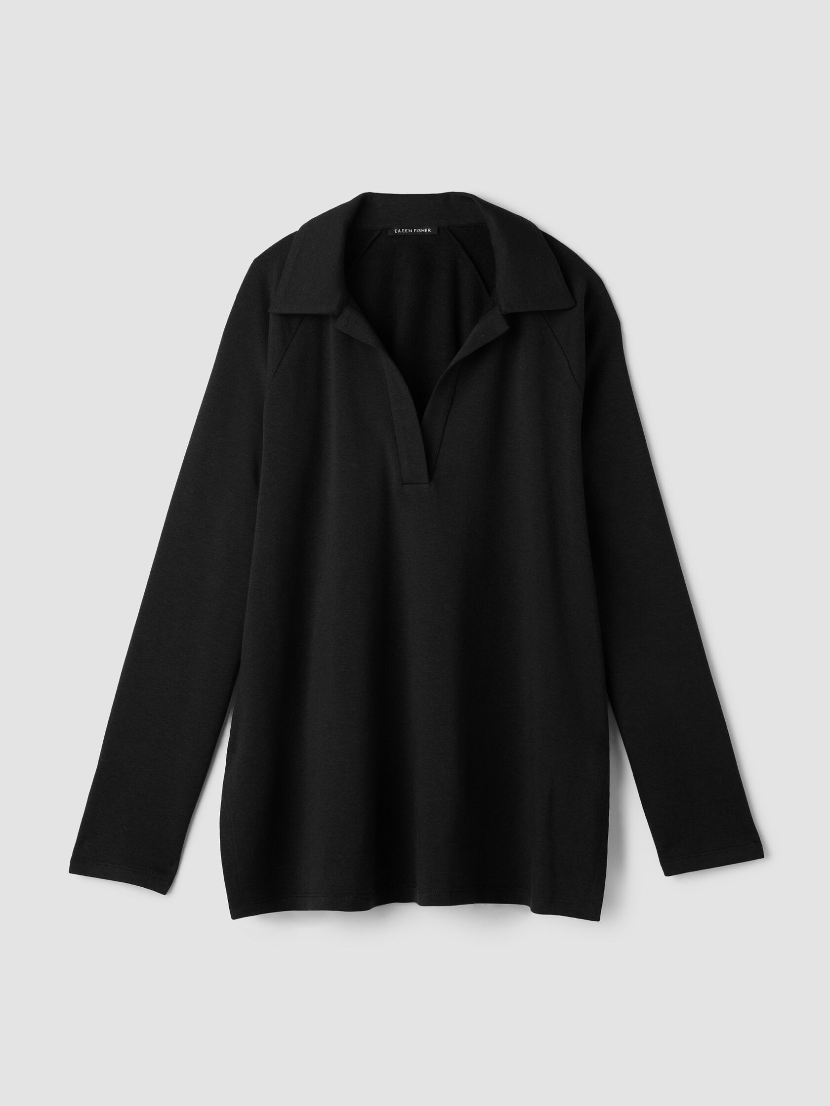 Cozy Brushed Terry Hug Split Neck Long Top