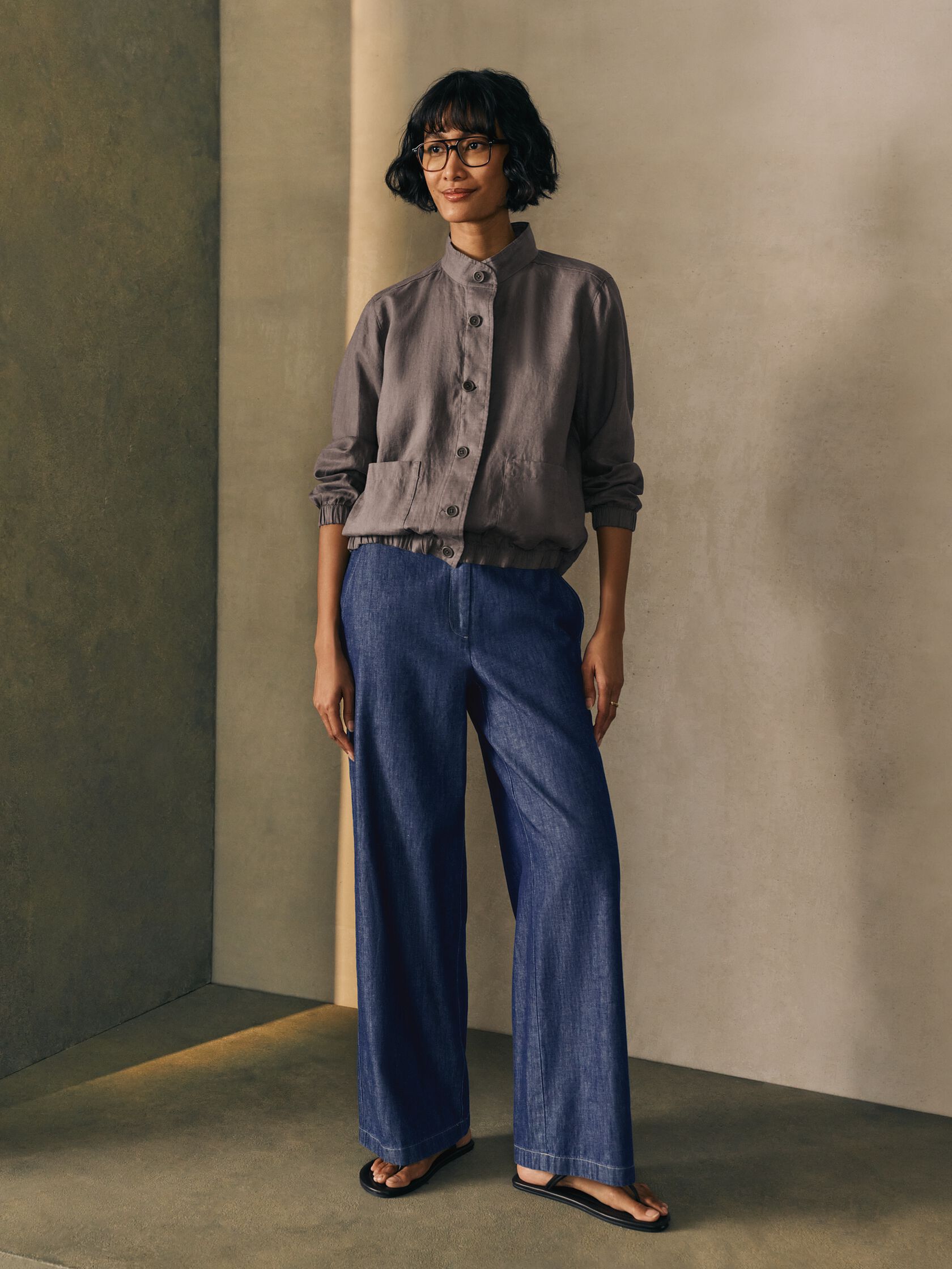 Lightweight Organic Cotton Denim Full-Length Trouser