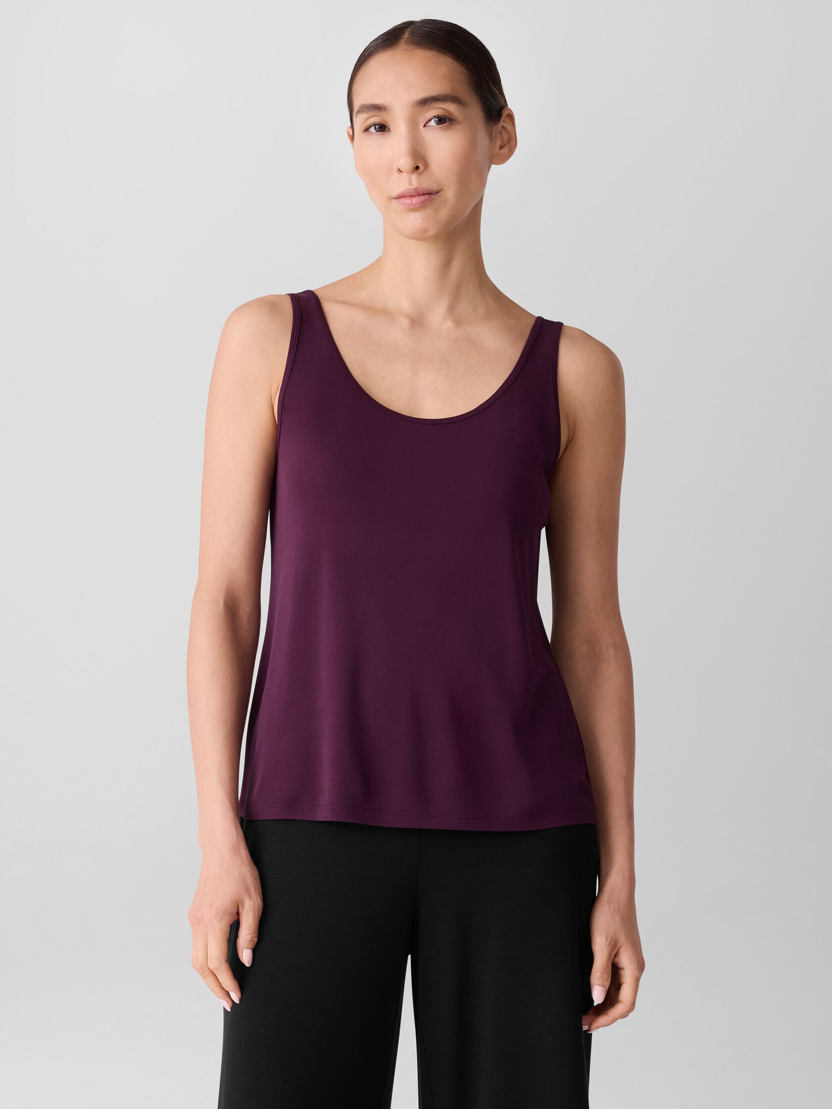Stretch Silk Jersey Scoop Neck Tank