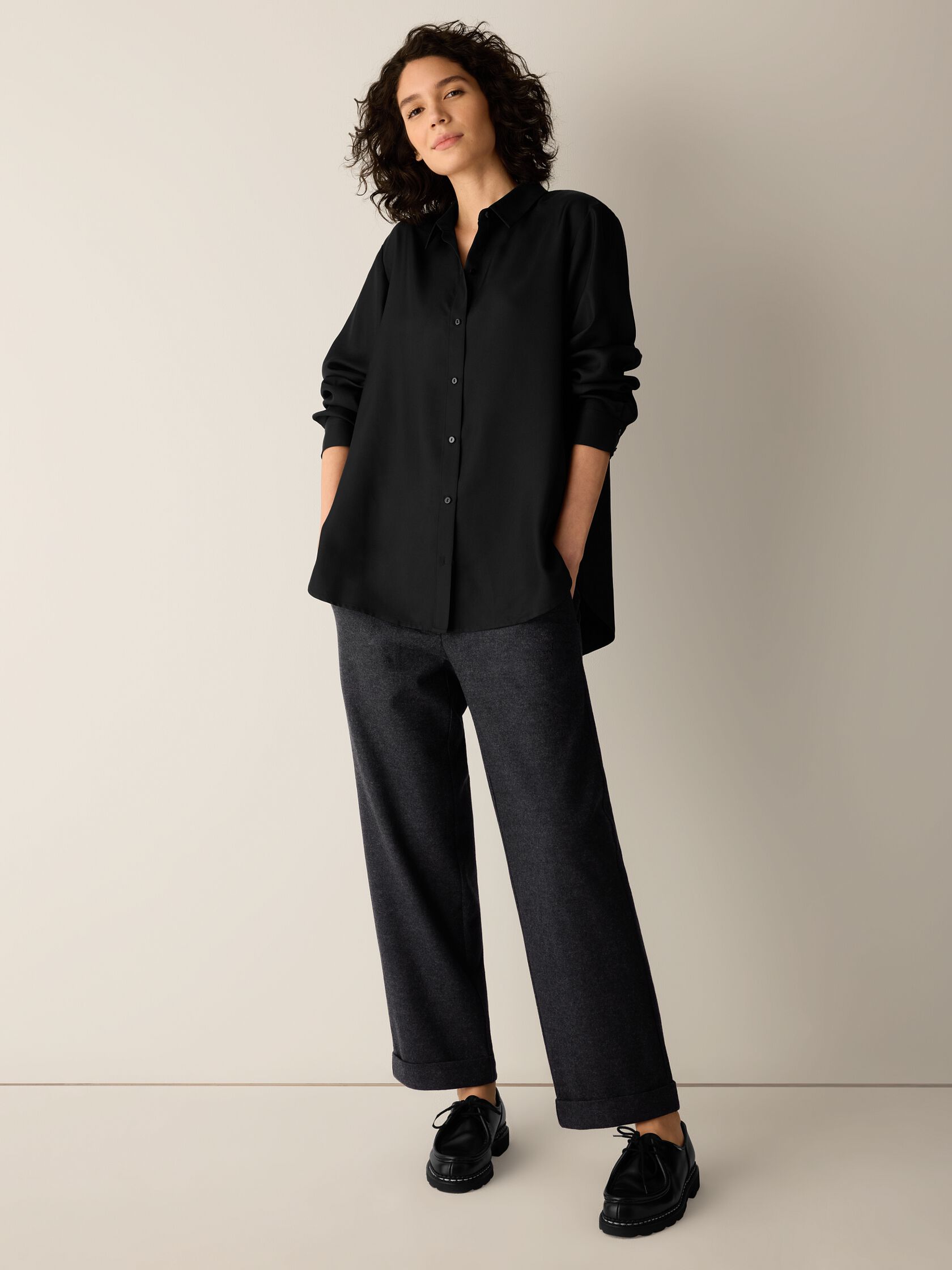 Silk Twill Classic Collar Shirt