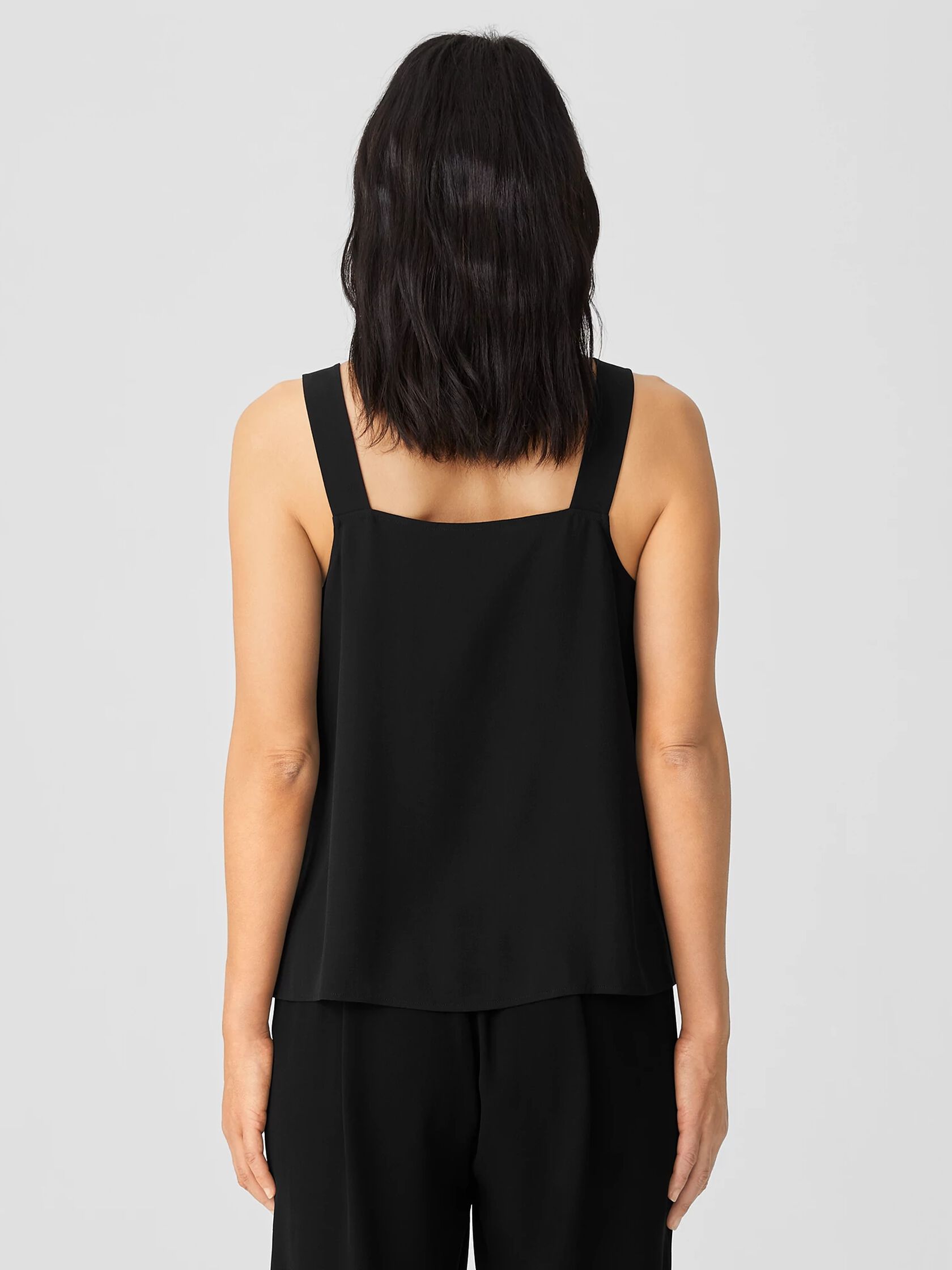 Silk Georgette Crepe Square Neck Tank