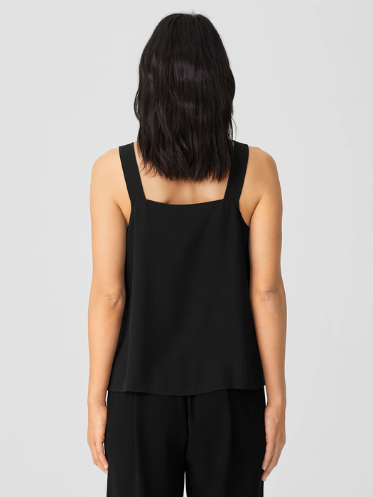 Silk Georgette Crepe Square Neck Tank