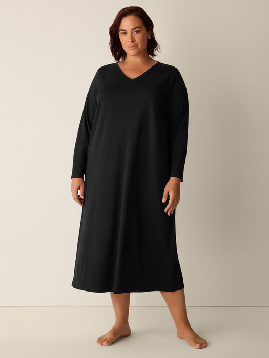 Organic Cotton Interlock V-Neck Sleep Dress