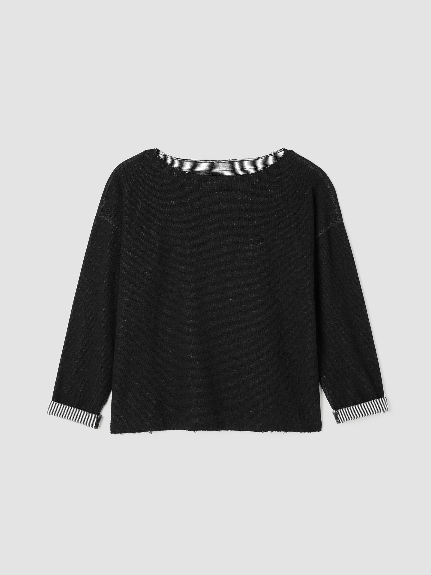 Doubleknit Organic Cotton Stripe Bateau Neck Top