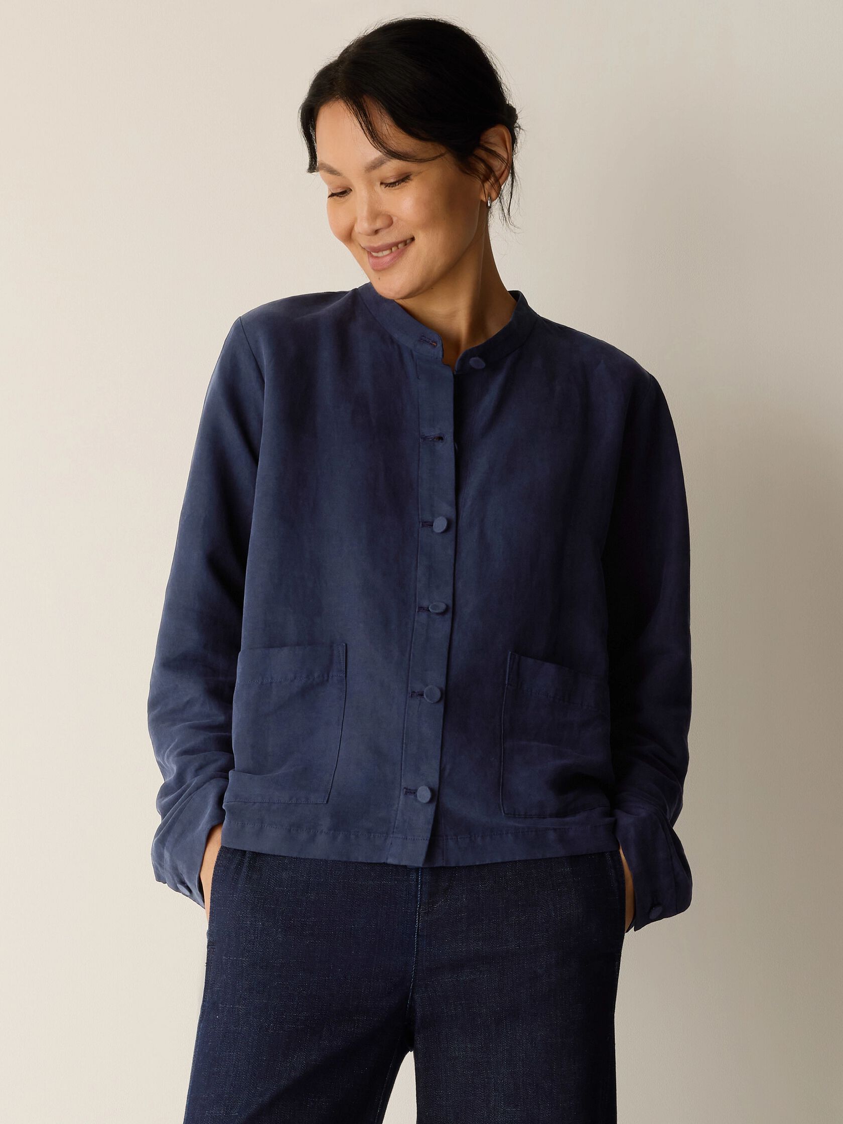 Linen Silk Twill Shirt Jacket