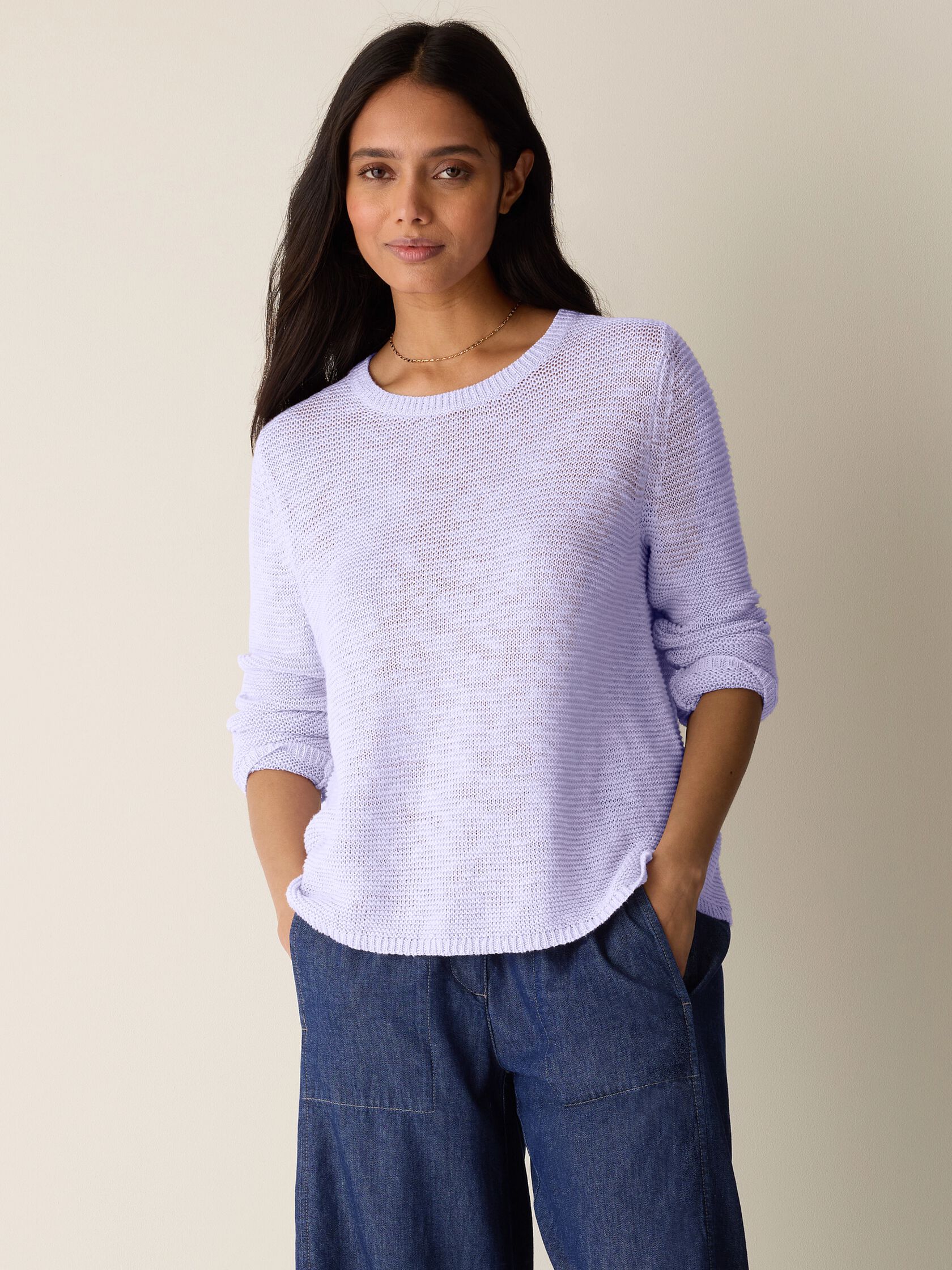 Organic Linen Cotton Slub Crew Neck Top